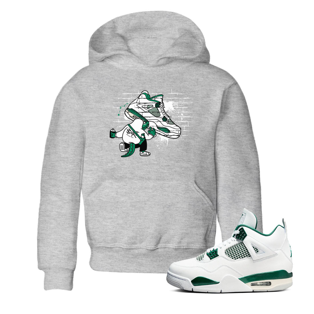 4s Oxidized Green shirts to match jordans Crocodile Artist sneaker match tees Air Jordan 4 Oxidized Green Drip Gear Zone streetwear brand Baby and Youth Heather Grey 1 cotton tee