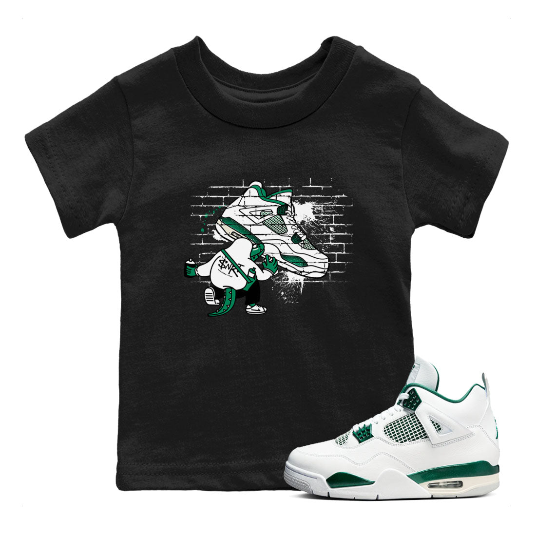 4s Oxidized Green shirts to match jordans Crocodile Artist sneaker match tees Air Jordan 4 Oxidized Green Drip Gear Zone streetwear brand Baby and Youth Black 1 cotton tee