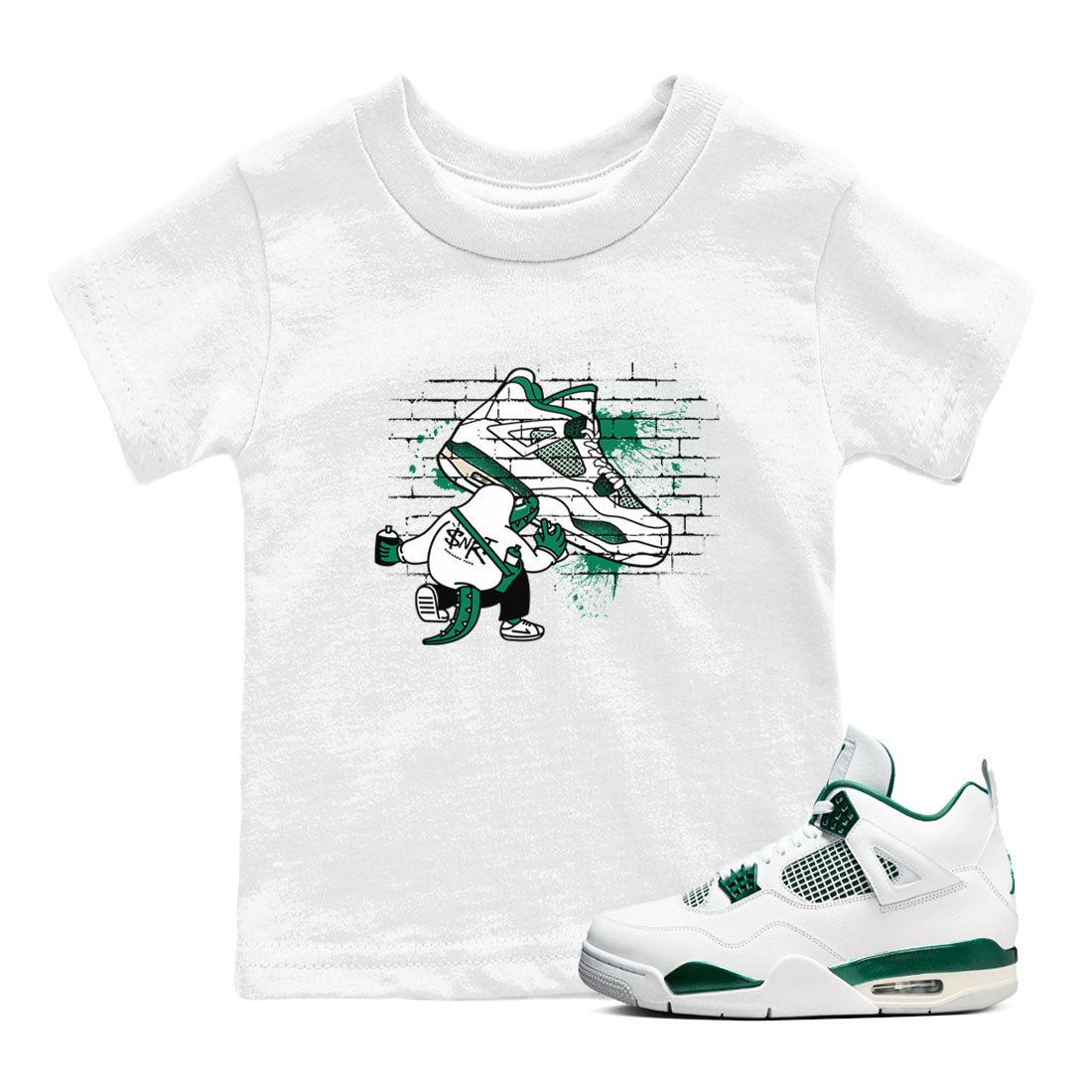 4s Oxidized Green shirts to match jordans Crocodile Artist sneaker match tees Air Jordan 4 Oxidized Green Drip Gear Zone streetwear brand Baby and Youth White 1 cotton tee