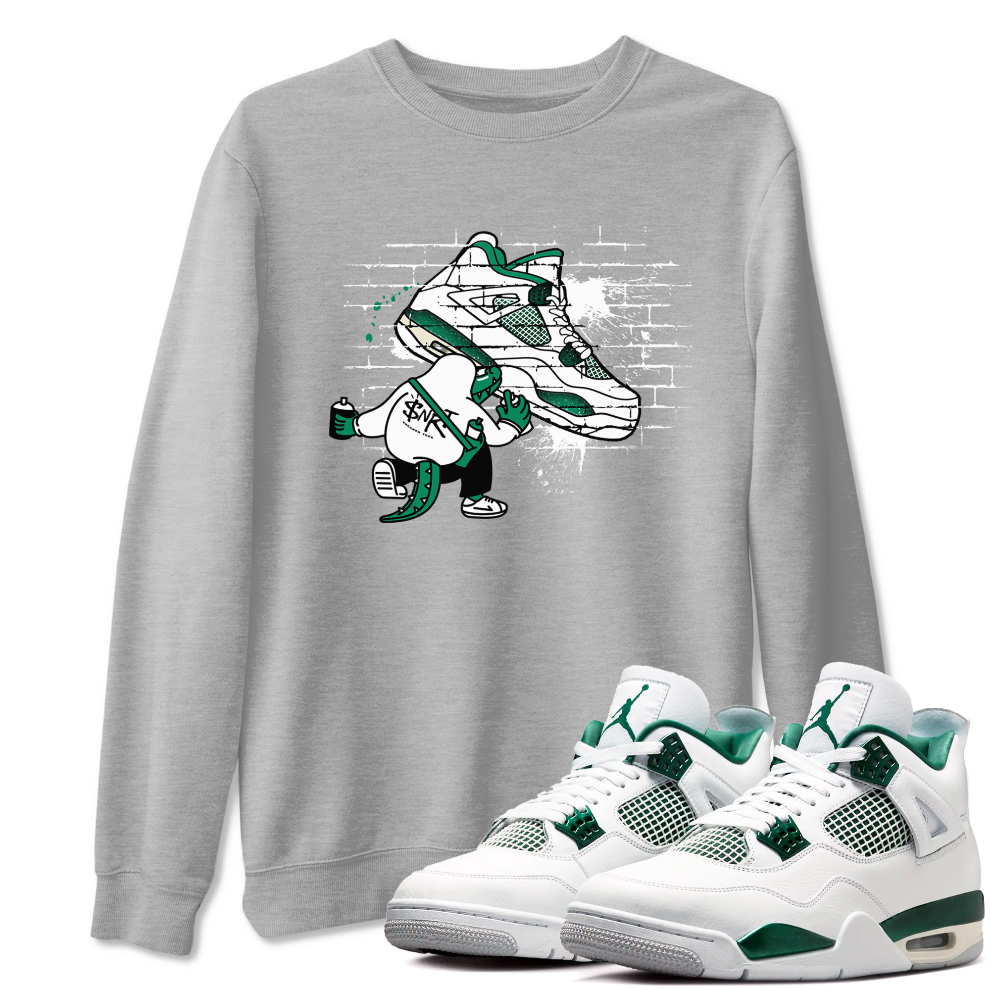 4s Oxidized Green shirts to match jordans Crocodile Artist sneaker match tees Air Jordan 4 Oxidized Green Drip Gear Zone streetwear brand Heather Grey 1 unisex cotton tee