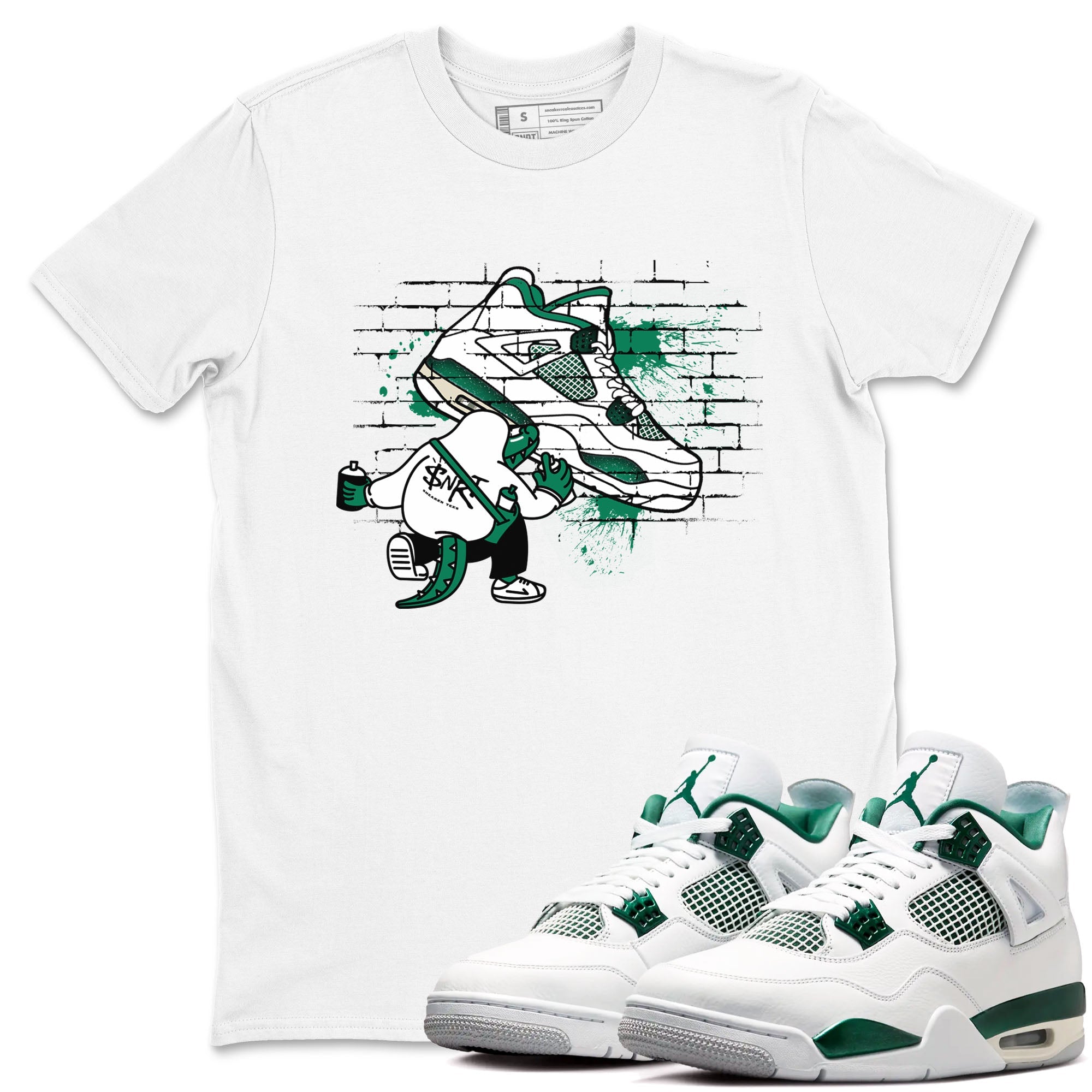 4s Oxidized Green shirts to match jordans Crocodile Artist sneaker match tees Air Jordan 4 Oxidized Green Drip Gear Zone streetwear brand White 1 unisex cotton tee