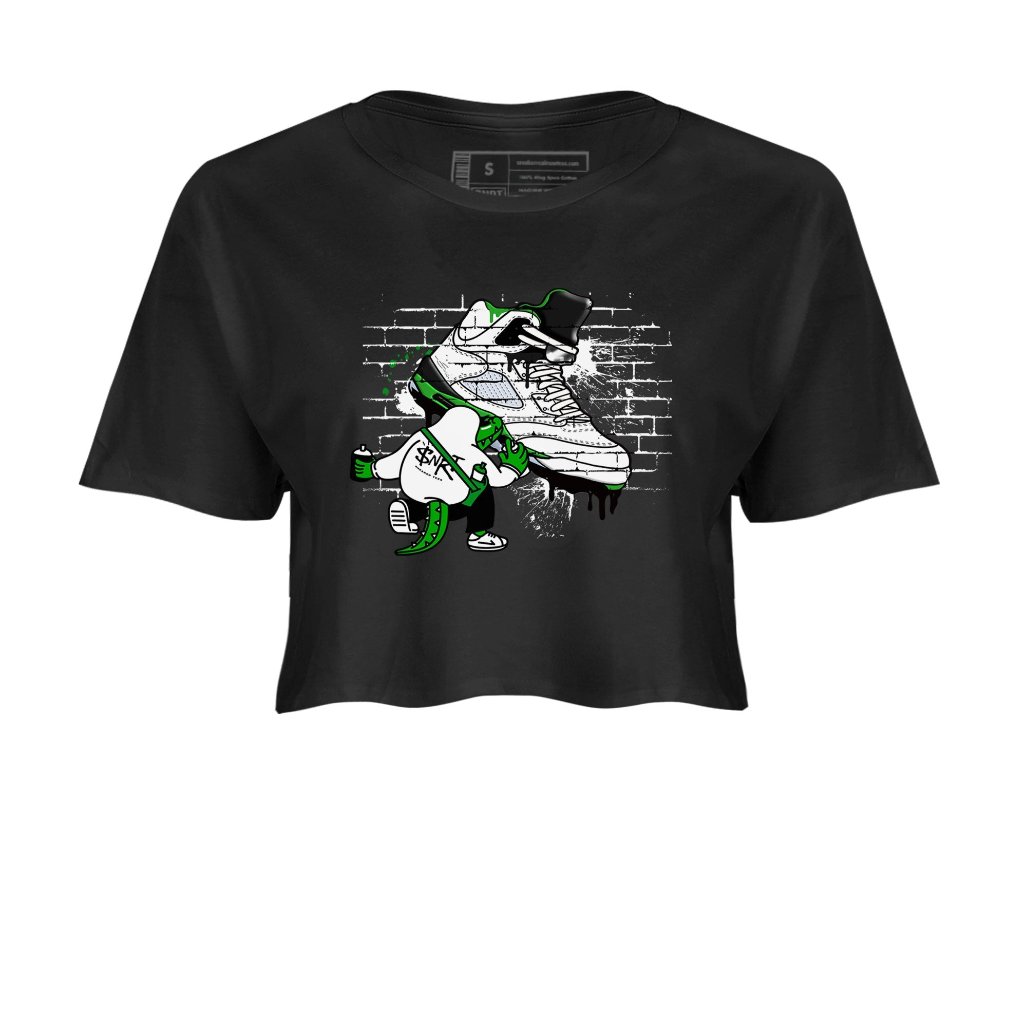 AJ5 Retro Lucky Green shirt to match jordans Crocodile Artist sneaker tees Air Jordan 5 Retro Lucky Green Drip Gear Zone Casual Crew Neck T-Shirt Black 2 Crop T-Shirt