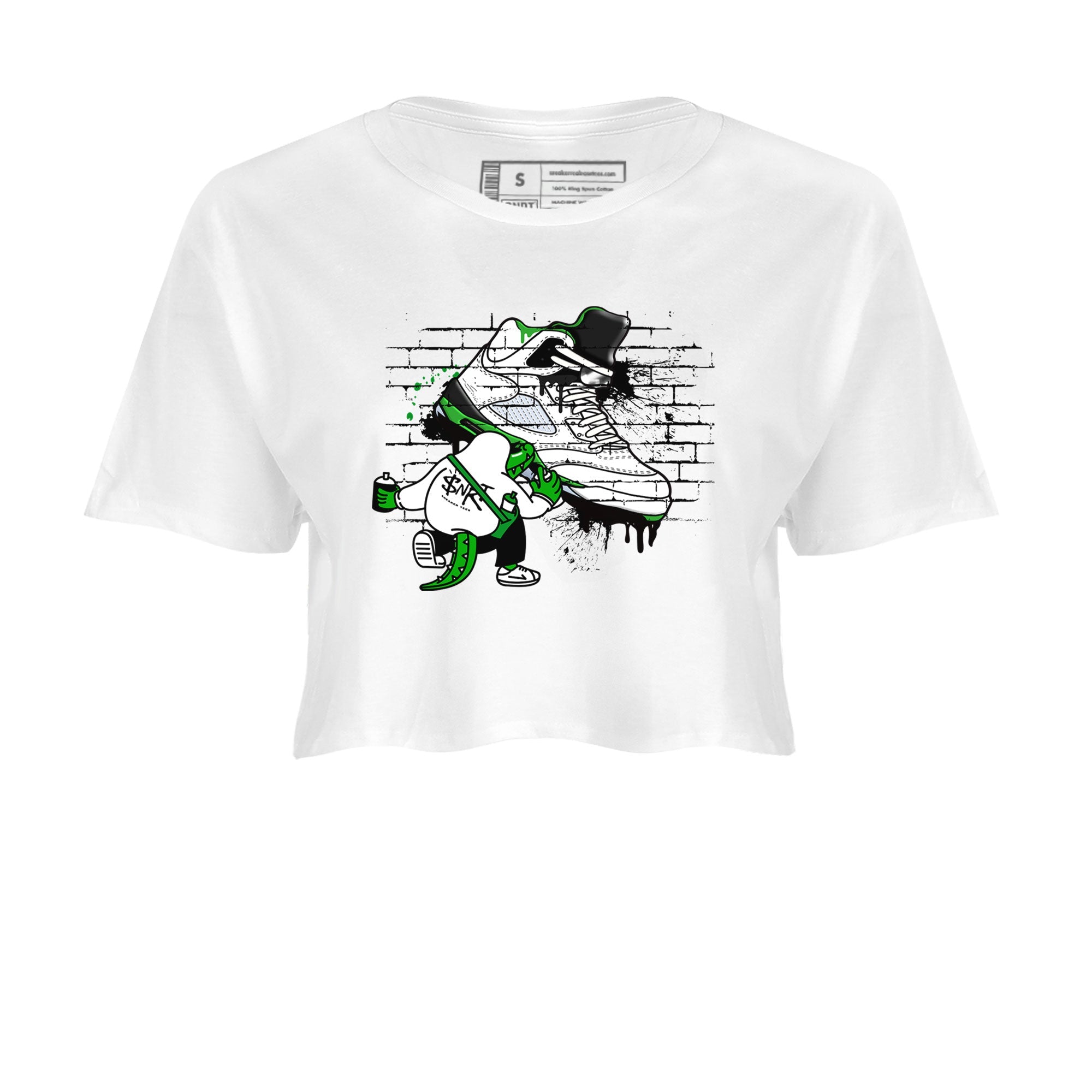 AJ5 Retro Lucky Green shirt to match jordans Crocodile Artist sneaker tees Air Jordan 5 Retro Lucky Green Drip Gear Zone Casual Crew Neck T-Shirt White 2 Crop T-Shirt