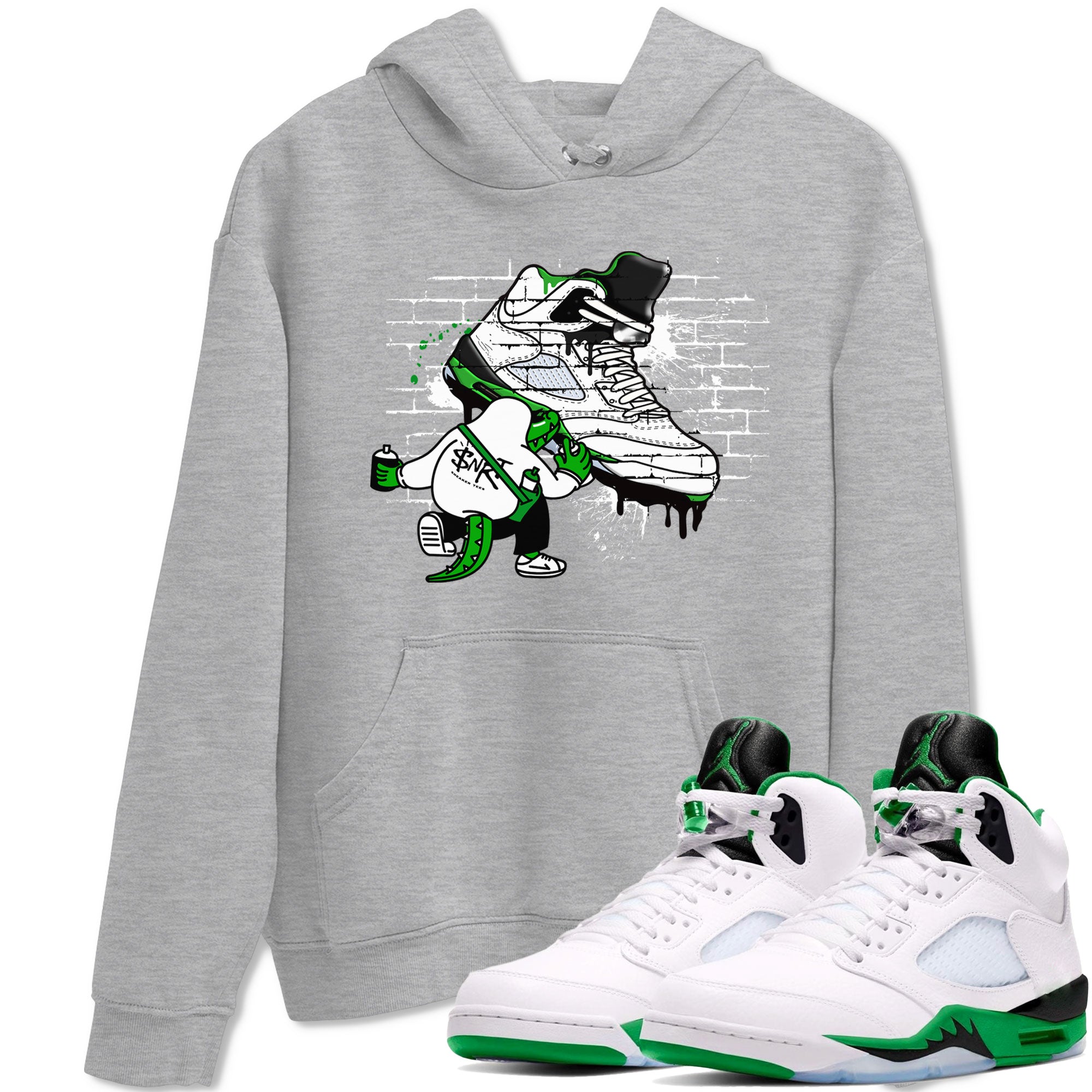 AJ5 Retro Lucky Green shirt to match jordans Crocodile Artist sneaker tees Air Jordan 5 Retro Lucky Green Drip Gear Zone Casual Crew Neck T-Shirt Unisex Heather Grey 1 T-Shirt