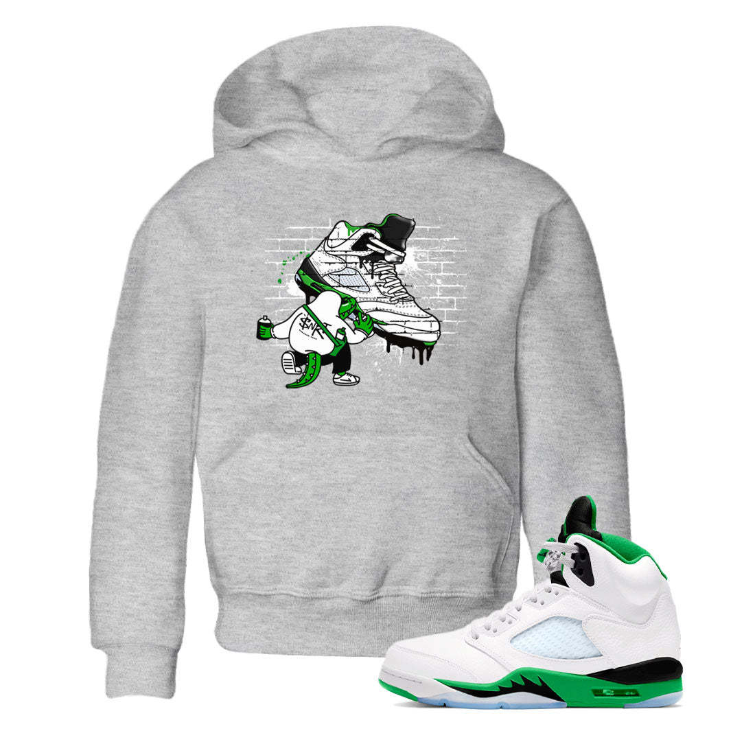 AJ5 Retro Lucky Green shirt to match jordans Crocodile Artist sneaker tees Air Jordan 5 Retro Lucky Green Drip Gear Zone Casual Crew Neck T-Shirt Baby Toddler Heather Grey 1 T-Shirt