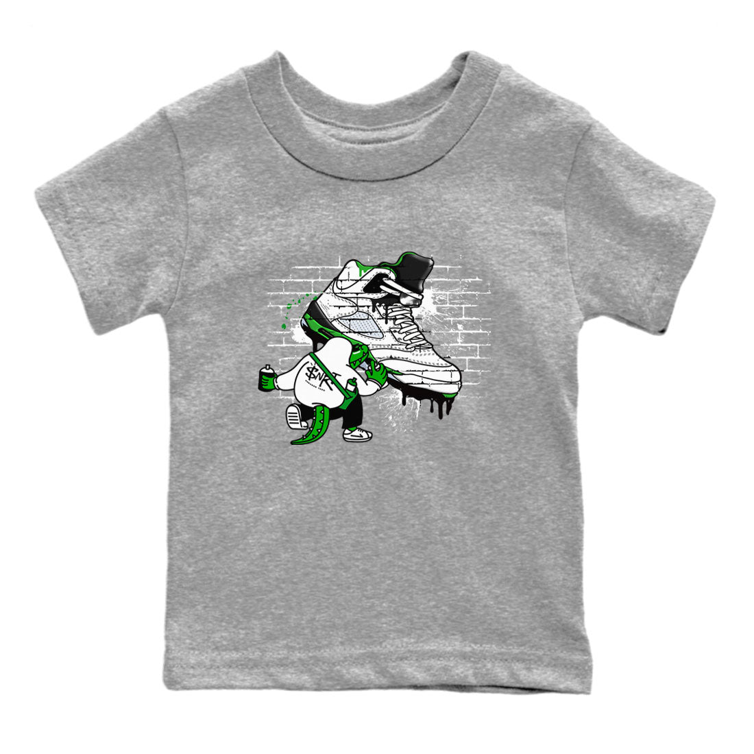 AJ5 Retro Lucky Green shirt to match jordans Crocodile Artist sneaker tees Air Jordan 5 Retro Lucky Green Drip Gear Zone Casual Crew Neck T-Shirt Baby Toddler Heather Grey 2 T-Shirt