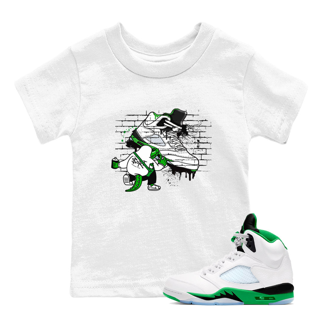 AJ5 Retro Lucky Green shirt to match jordans Crocodile Artist sneaker tees Air Jordan 5 Retro Lucky Green Drip Gear Zone Casual Crew Neck T-Shirt Baby Toddler White 1 T-Shirt