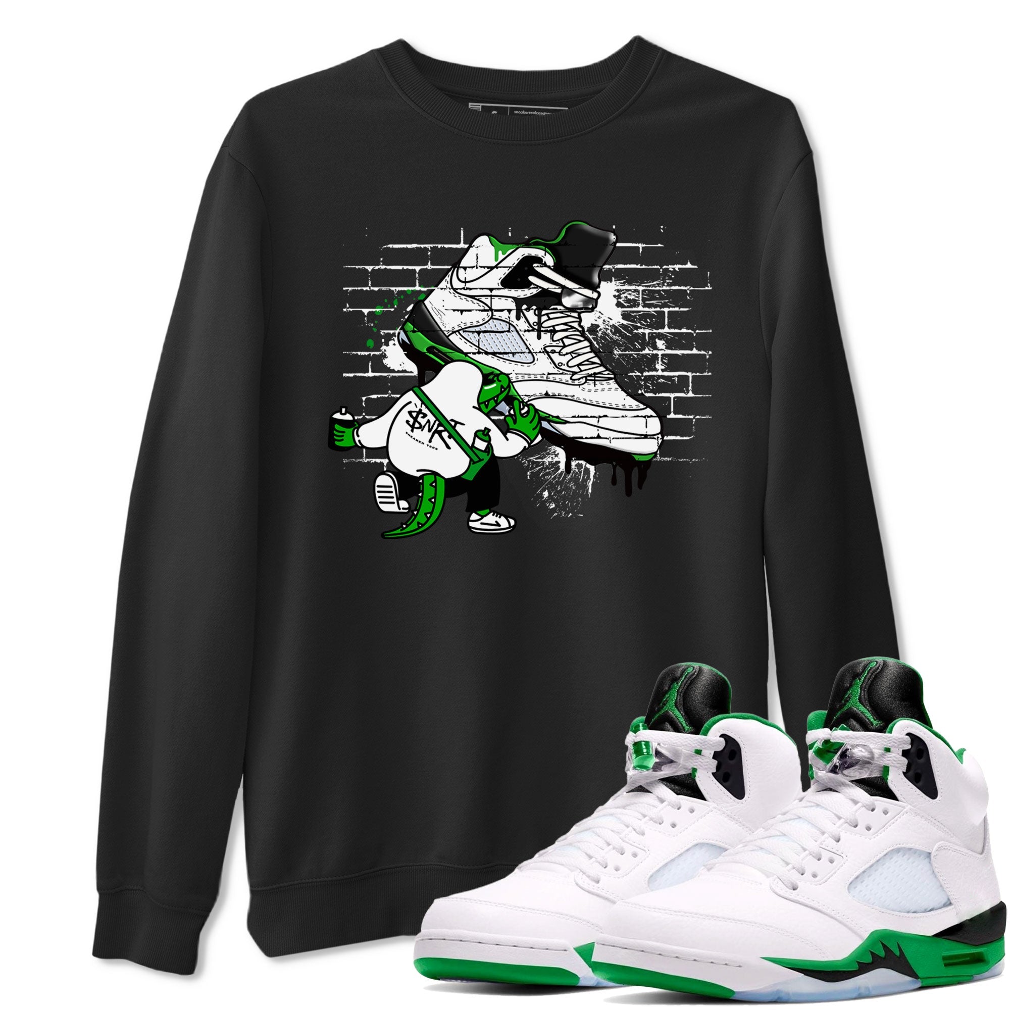 AJ5 Retro Lucky Green shirt to match jordans Crocodile Artist sneaker tees Air Jordan 5 Retro Lucky Green Drip Gear Zone Casual Crew Neck T-Shirt Unisex Black 1 T-Shirt