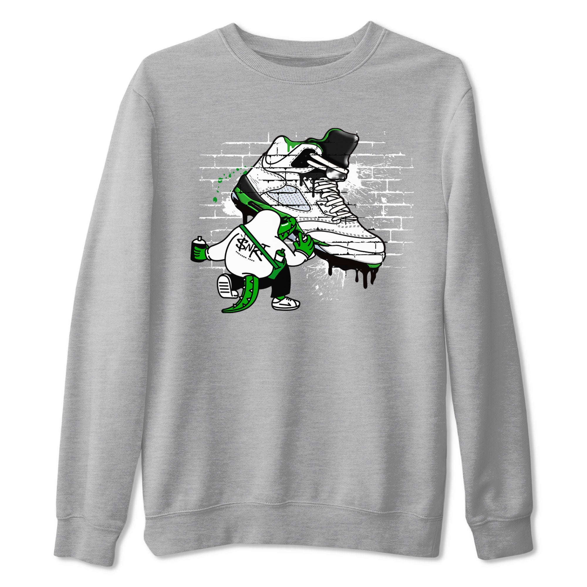 AJ5 Retro Lucky Green shirt to match jordans Crocodile Artist sneaker tees Air Jordan 5 Retro Lucky Green Drip Gear Zone Casual Crew Neck T-Shirt Unisex Heather Grey 2 T-Shirt