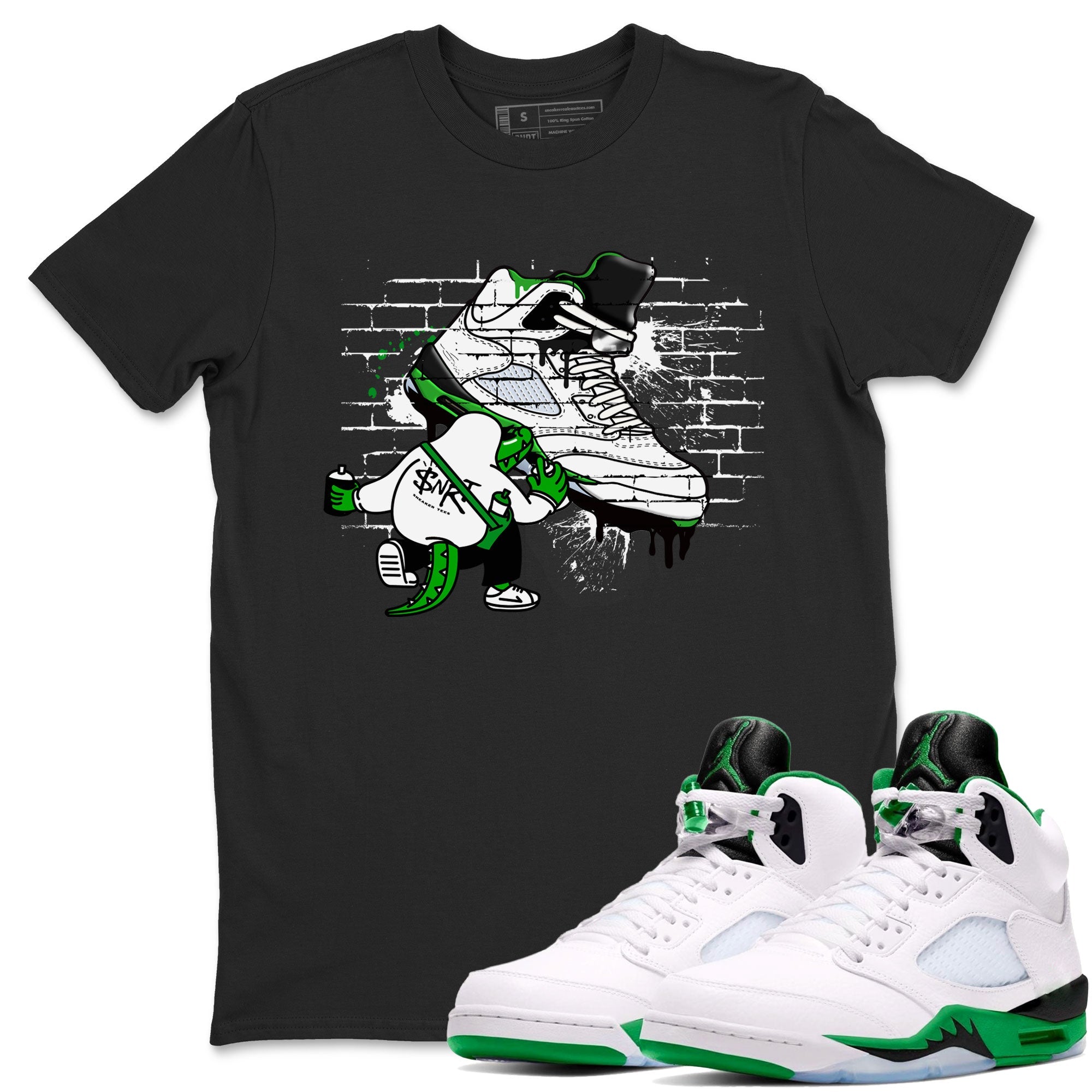 AJ5 Retro Lucky Green shirt to match jordans Crocodile Artist sneaker tees Air Jordan 5 Retro Lucky Green Drip Gear Zone Casual Crew Neck T-Shirt Unisex Black 1 T-Shirt