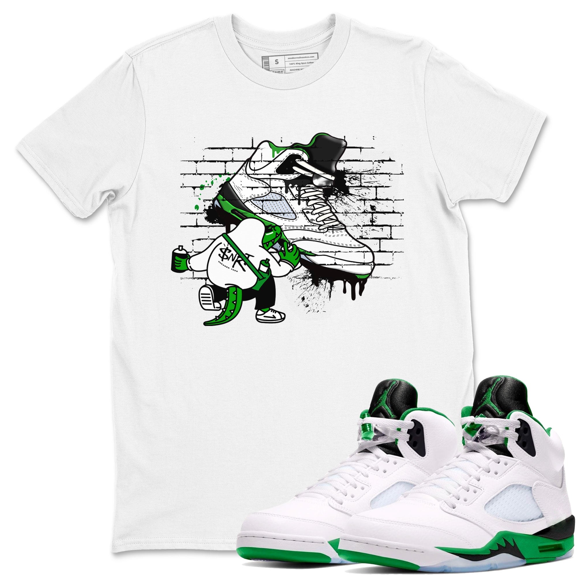 AJ5 Retro Lucky Green shirt to match jordans Crocodile Artist sneaker tees Air Jordan 5 Retro Lucky Green Drip Gear Zone Casual Crew Neck T-Shirt Unisex White 1 T-Shirt