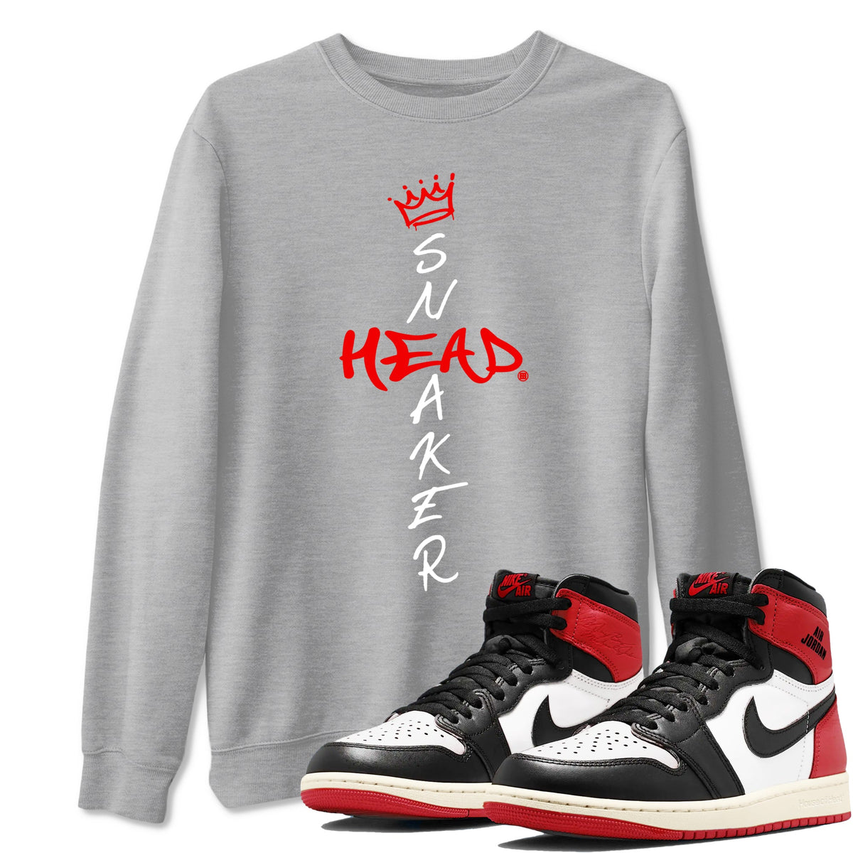 1s Black Toe Reimagined shirts to match jordans Cross Sneakerhead sneaker match tees Air Jordan 1 Black Toe Reimagined match shoes to clothes Drip Gear Zone unisex cotton Heather Grey 1 shirts