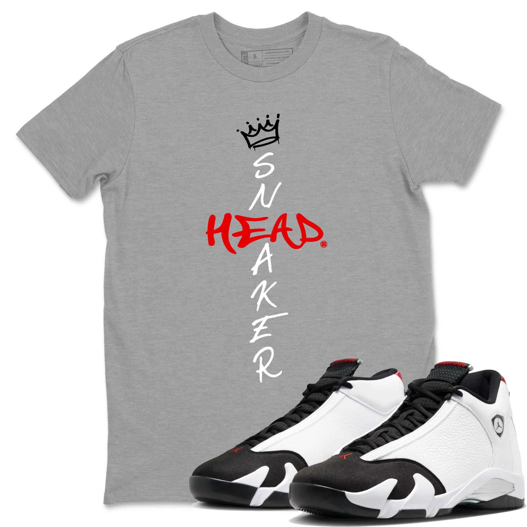 Air Jordan 14 Black Toe t shirts to match sneakers Cross Sneakerhead sneaker match tees 14s Black Toe sneaker match tee Drip Gear Zone unisex cotton Heather Grey 1 shirts