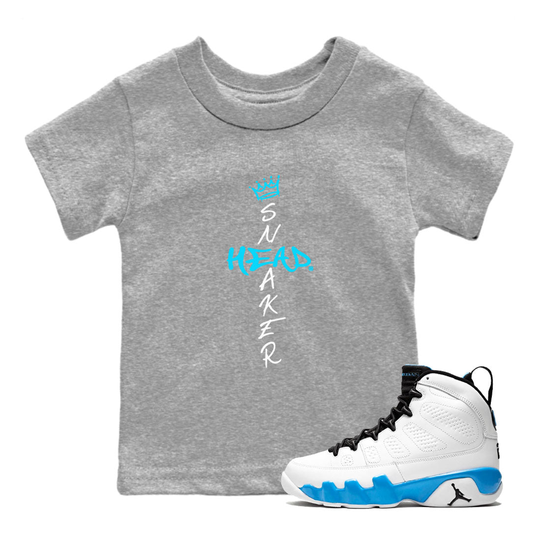 9s Powder Blue shirt to match jordans Cross Sneakerhead sneaker tees Air Jordan 9 Powder Blue Drip Gear Zone baby toddler Heather Grey 1 cotton Shirt