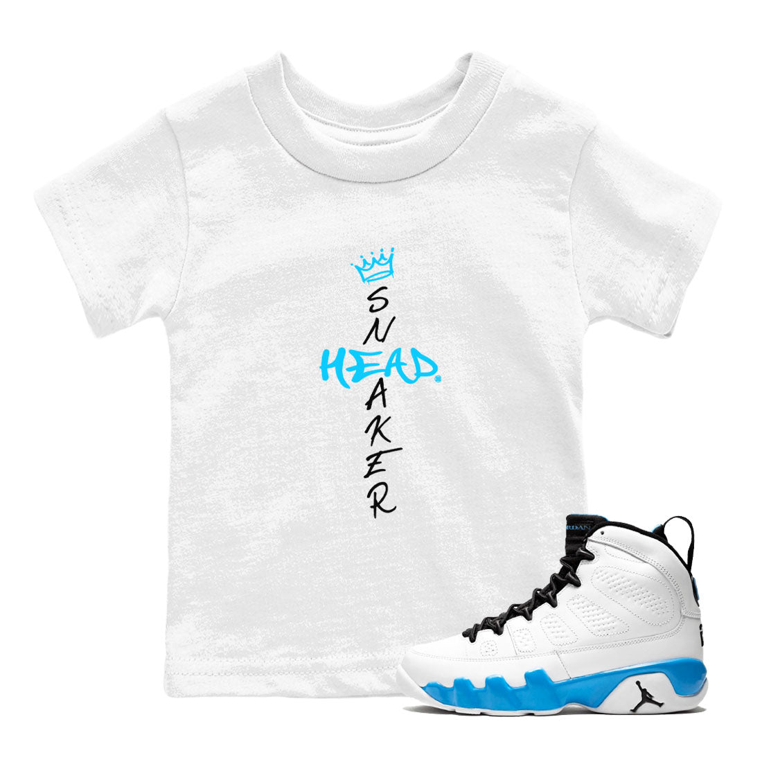 9s Powder Blue shirt to match jordans Cross Sneakerhead sneaker tees Air Jordan 9 Powder Blue Drip Gear Zone baby toddler White 1 cotton Shirt