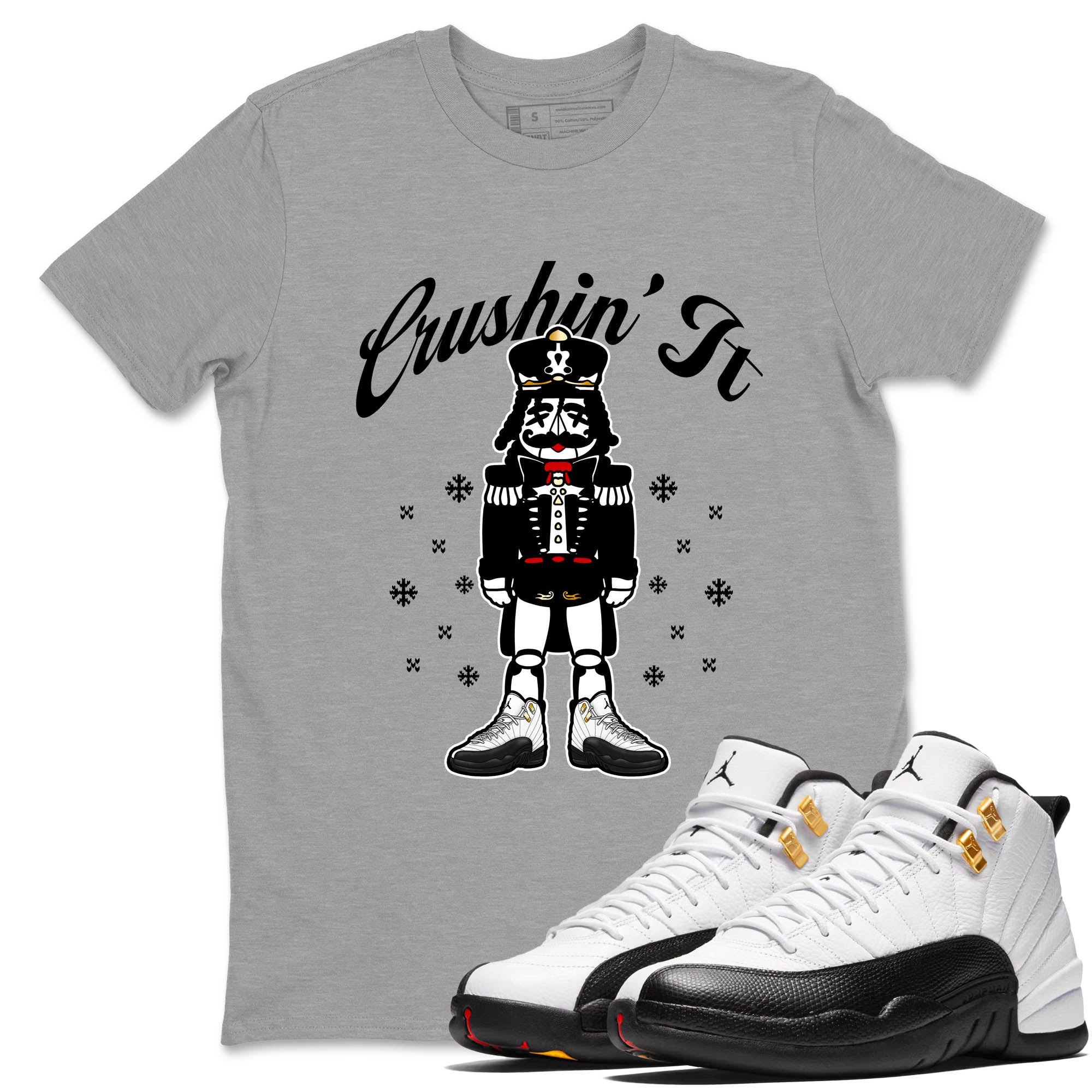 Sneaker Threads  Sneaker Tees To Match Air Jordan 12 Taxi  Crushin' It Graphic Tee Heather Grey 1. Perfect for Jordan releases 2025 colorways.