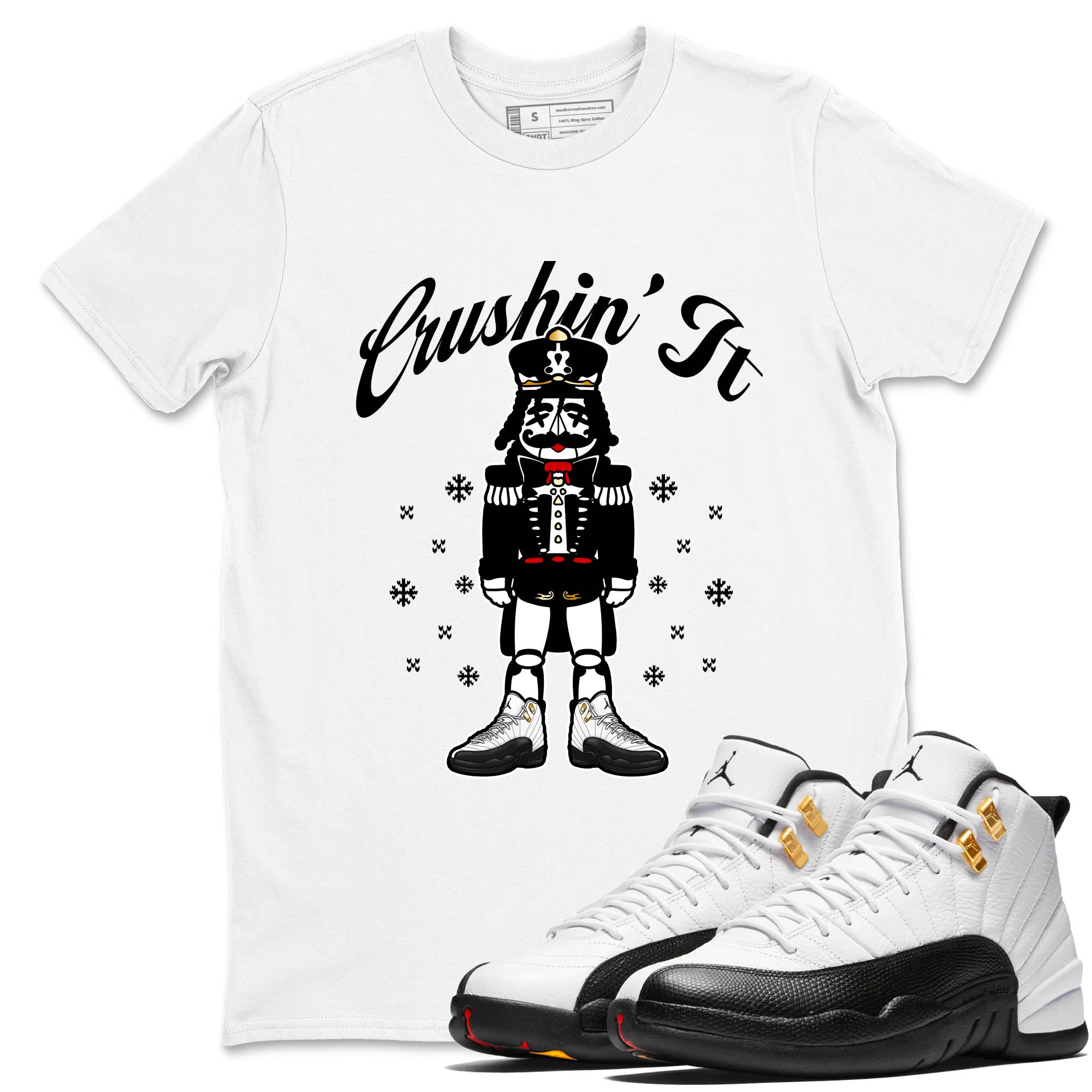 Sneaker Threads  Sneaker Tees To Match Air Jordan 12 Taxi  Crushin' It Graphic Tee White 1. Perfect for Jordan releases 2025 colorways.