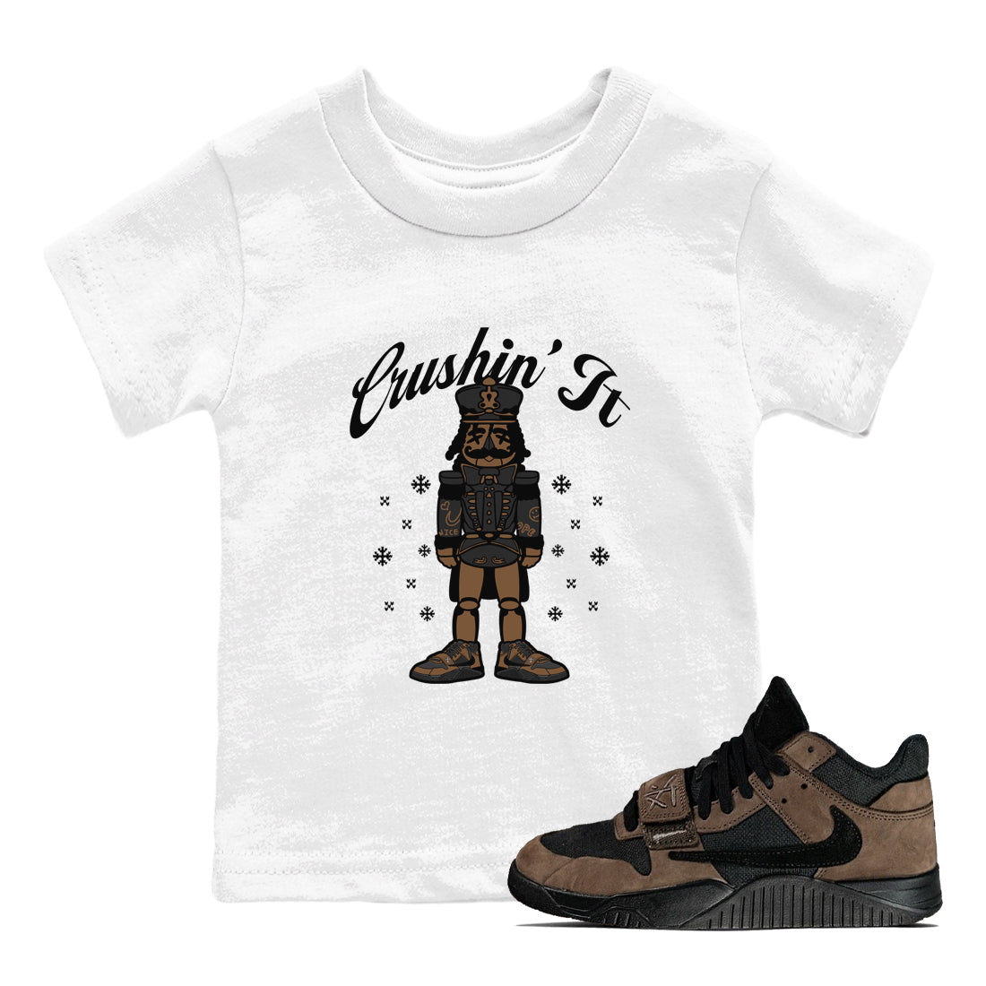 Jordan Jumpman Jack TR Travis Scott Dark Mocha shirts to match jordans Crushin' It sneaker match tees Jordan Jumpman Jack Travis Scott Dark Mocha match shoes to clothes Drip Gear Zone Youth Baby White 1 tee