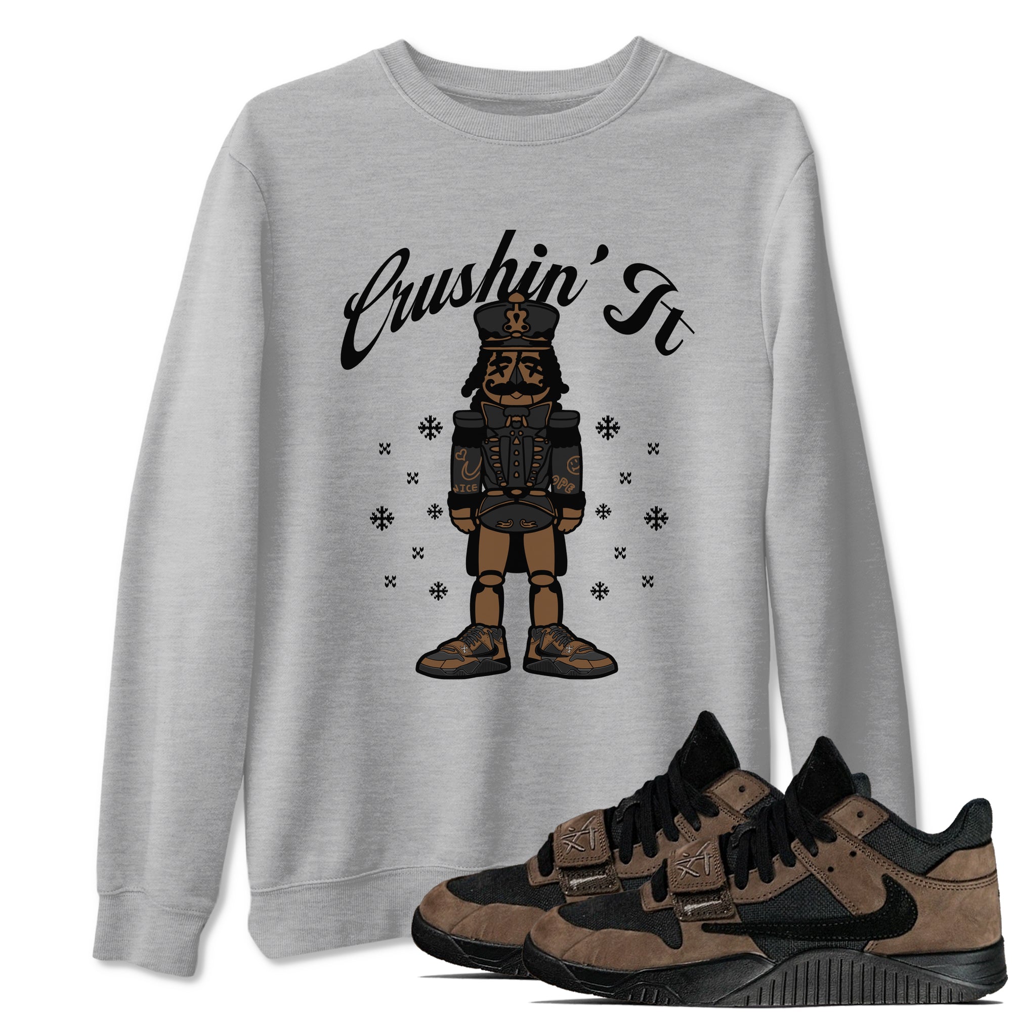 Jordan Jumpman Jack TR Travis Scott Dark Mocha shirts to match jordans Crushin' It sneaker match tees Jordan Jumpman Jack Travis Scott Dark Mocha match shoes to clothes Drip Gear Zone unisex cotton Heather Grey 1 shirts