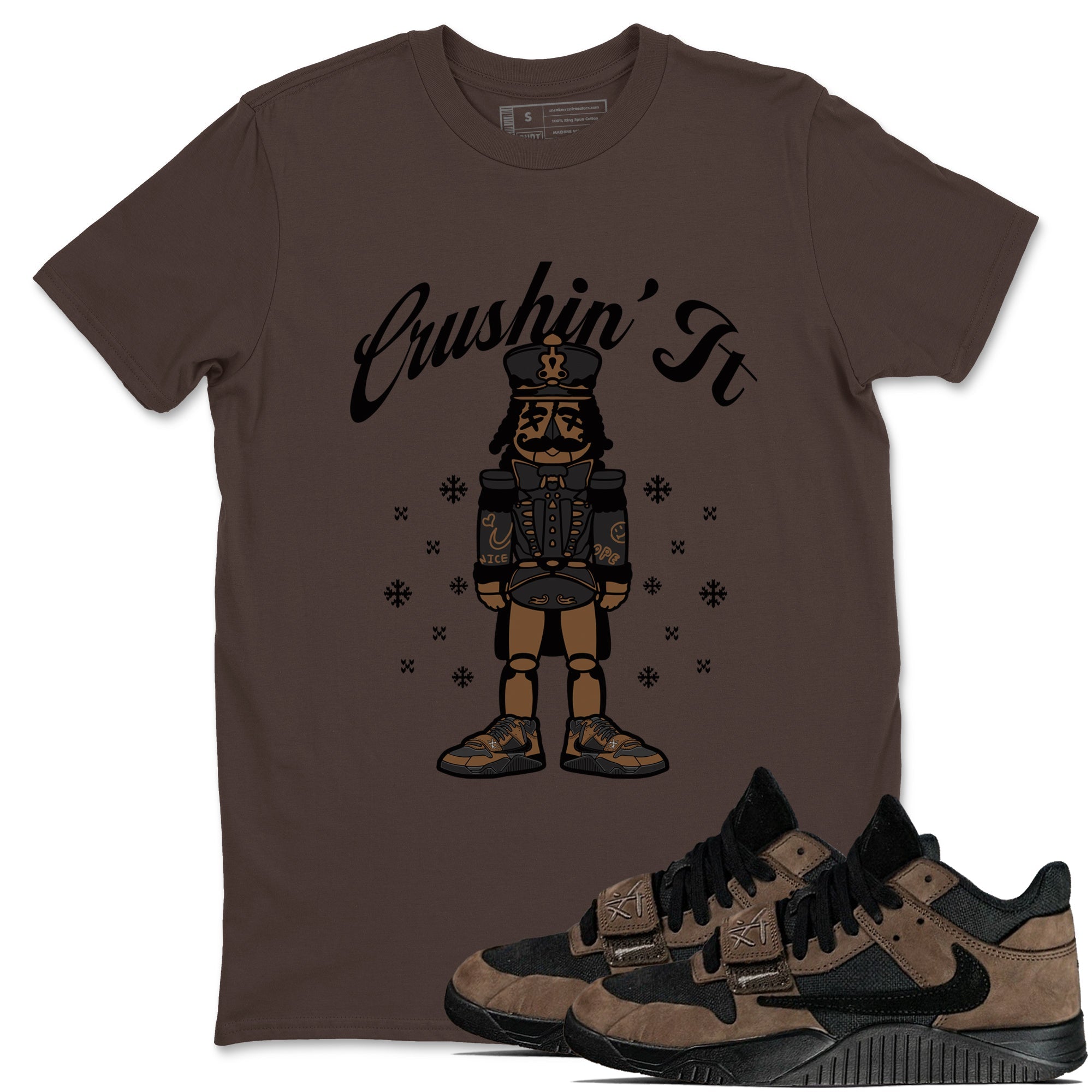 Jordan Jumpman Jack TR Travis Scott Dark Mocha shirts to match jordans Crushin' It sneaker match tees Jordan Jumpman Jack Travis Scott Dark Mocha match shoes to clothes Drip Gear Zone unisex cotton Dark Chocolate 1 shirts
