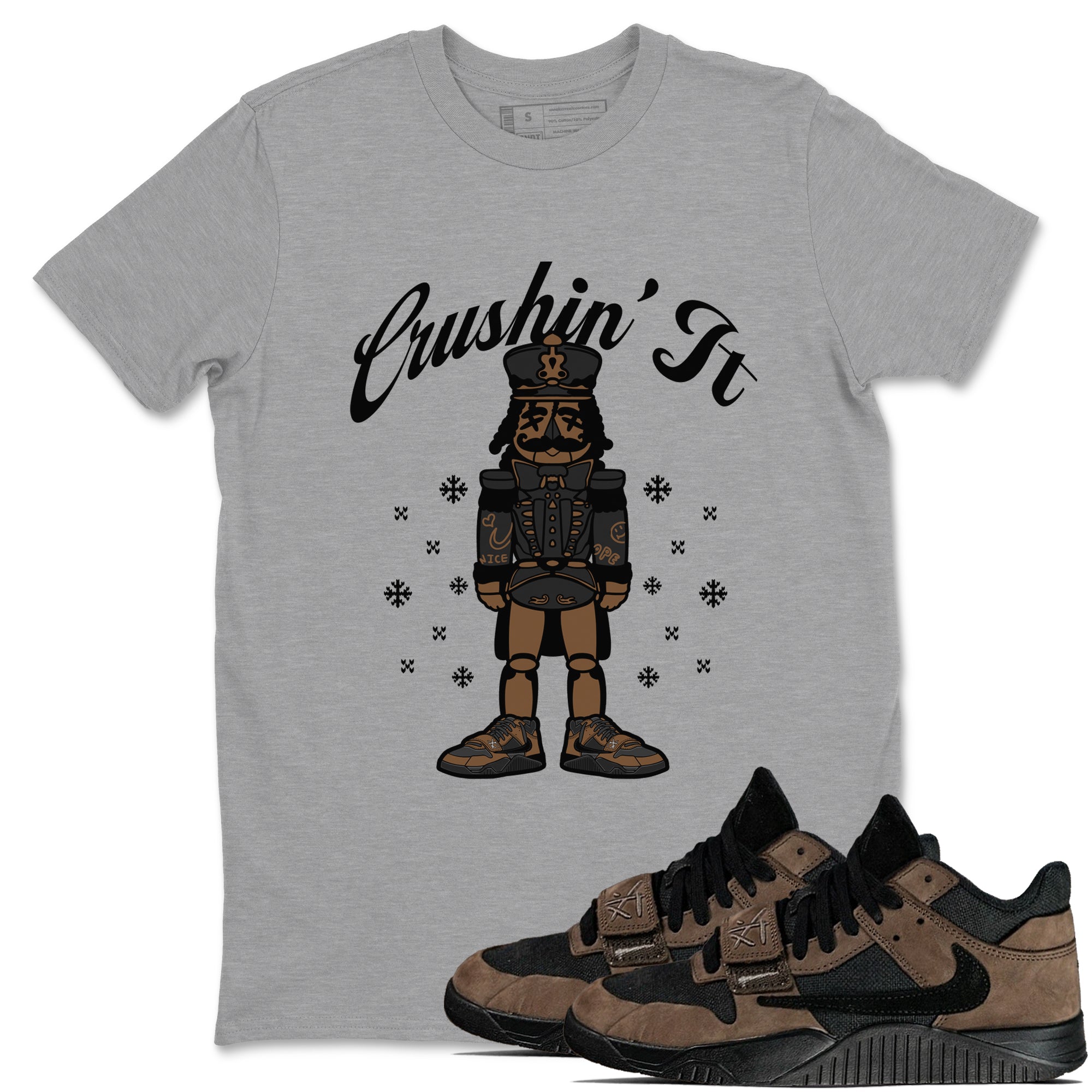 Jordan Jumpman Jack TR Travis Scott Dark Mocha shirts to match jordans Crushin' It sneaker match tees Jordan Jumpman Jack Travis Scott Dark Mocha match shoes to clothes Drip Gear Zone unisex cotton Heather Grey 1 shirts