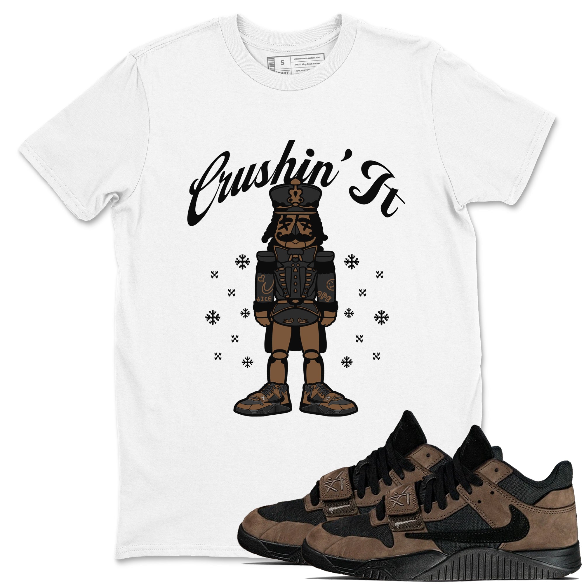 Jordan Jumpman Jack TR Travis Scott Dark Mocha shirts to match jordans Crushin' It sneaker match tees Jordan Jumpman Jack Travis Scott Dark Mocha match shoes to clothes Drip Gear Zone unisex cotton White 1 shirts