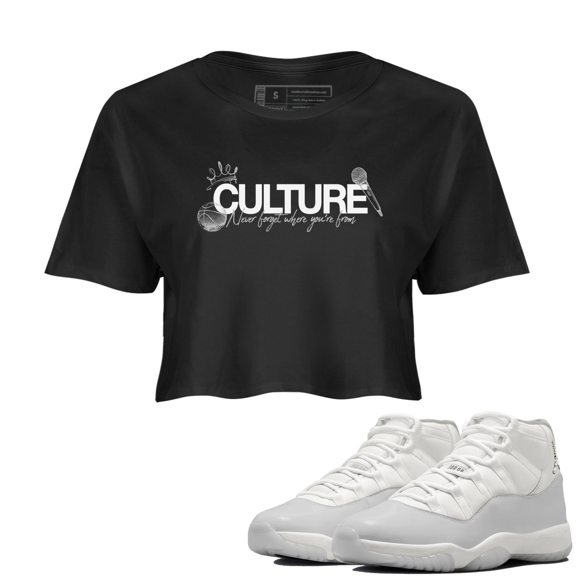 11s Grand Finale Sneaker match tees  Sneaker Tees To Match Jordan 11 Grand Finale Sneakers  Culture Crop Graphic T-Shirt Black 1