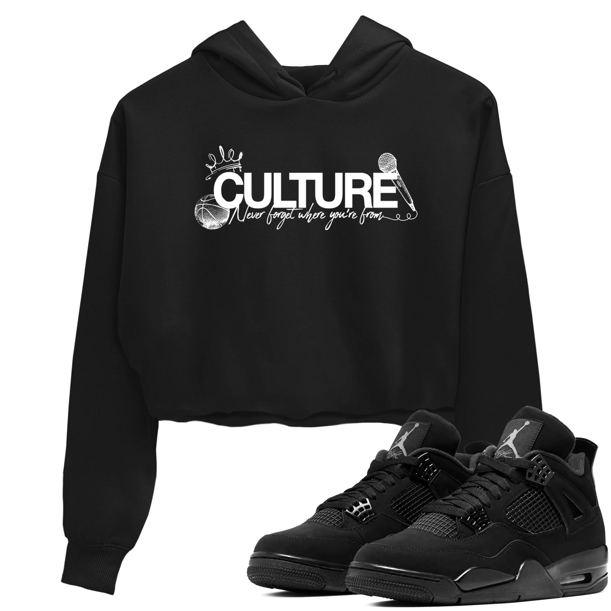 Sneaker Threads  Sneaker Tees To Match Air Jordan 4 Black Cat  Culture Crop Tee Black 1. Perfect for Jordan releases 2025 colorways.