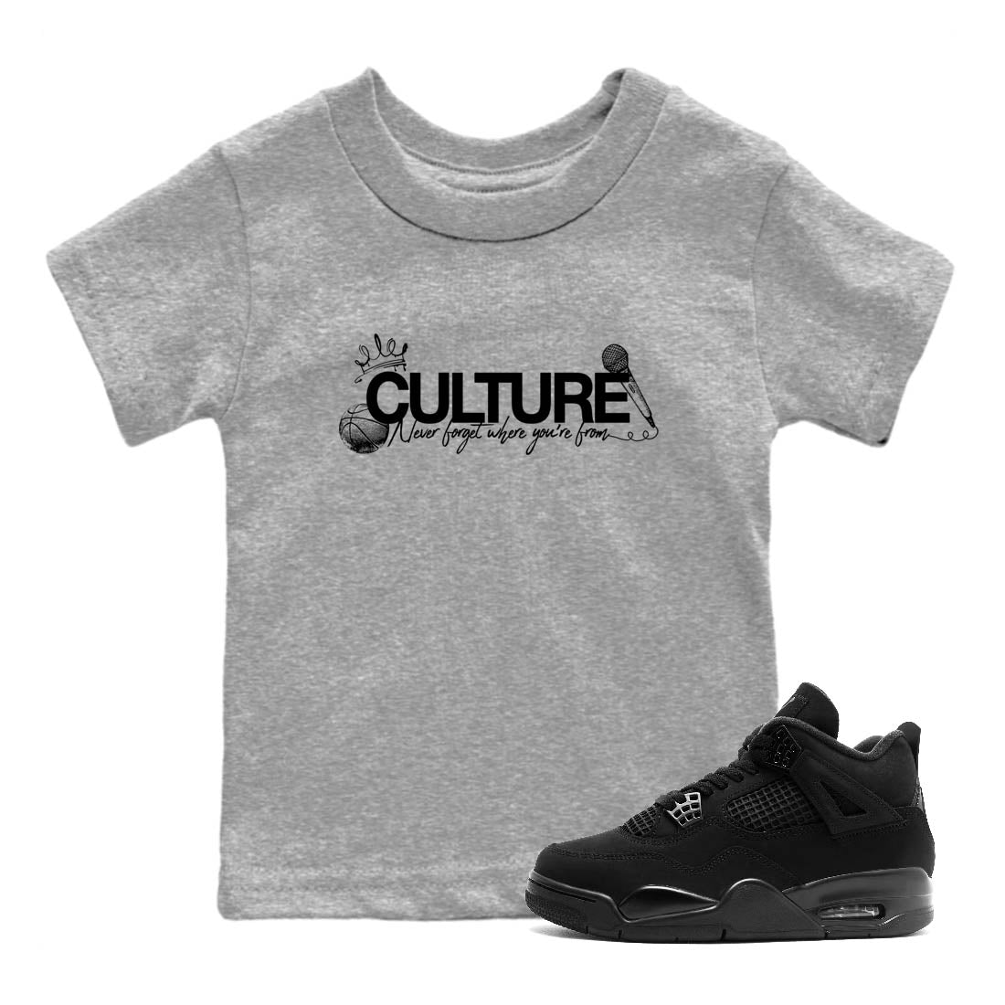 Sneaker Threads  Sneaker Tees To Match Air Jordan 4 Black Cat  Culture Youth Graphic Tee Heather Grey 1. Perfect for Jordan releases 2025 colorways.