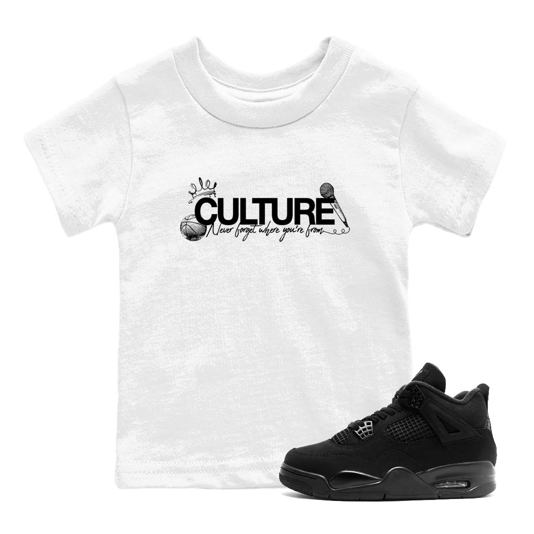 Sneaker Threads  Sneaker Tees To Match Air Jordan 4 Black Cat  Culture Youth Graphic Tee White 1. Perfect for Jordan releases 2025 colorways.