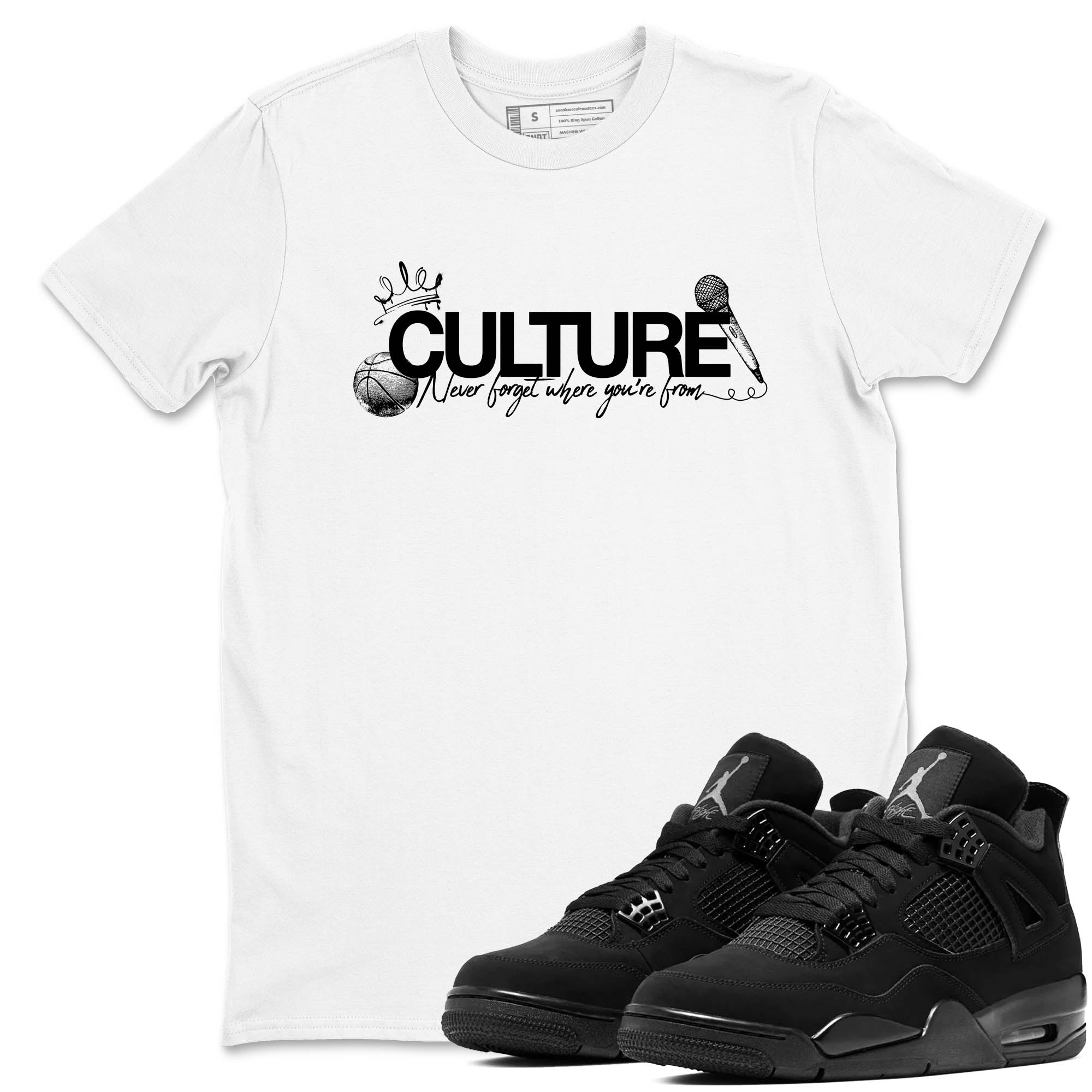 Sneaker Threads  Sneaker Tees To Match Air Jordan 4 Black Cat  Culture Graphic Tee White 1. Perfect for Jordan releases 2025 colorways.