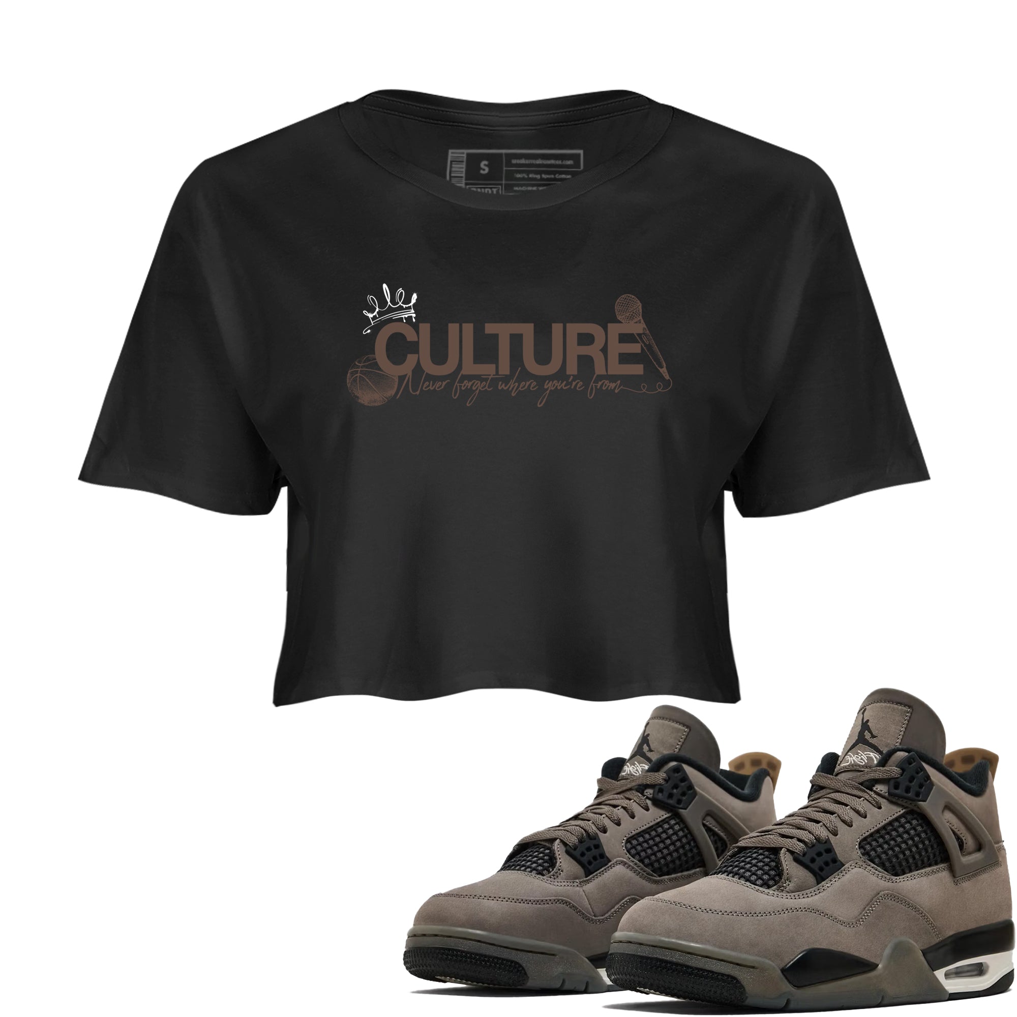 Sneaker match tees  Sneaker Tees To Match Air Jordan 4 Cave Stone Shoes  Culture Crop T-Shirt Black 1