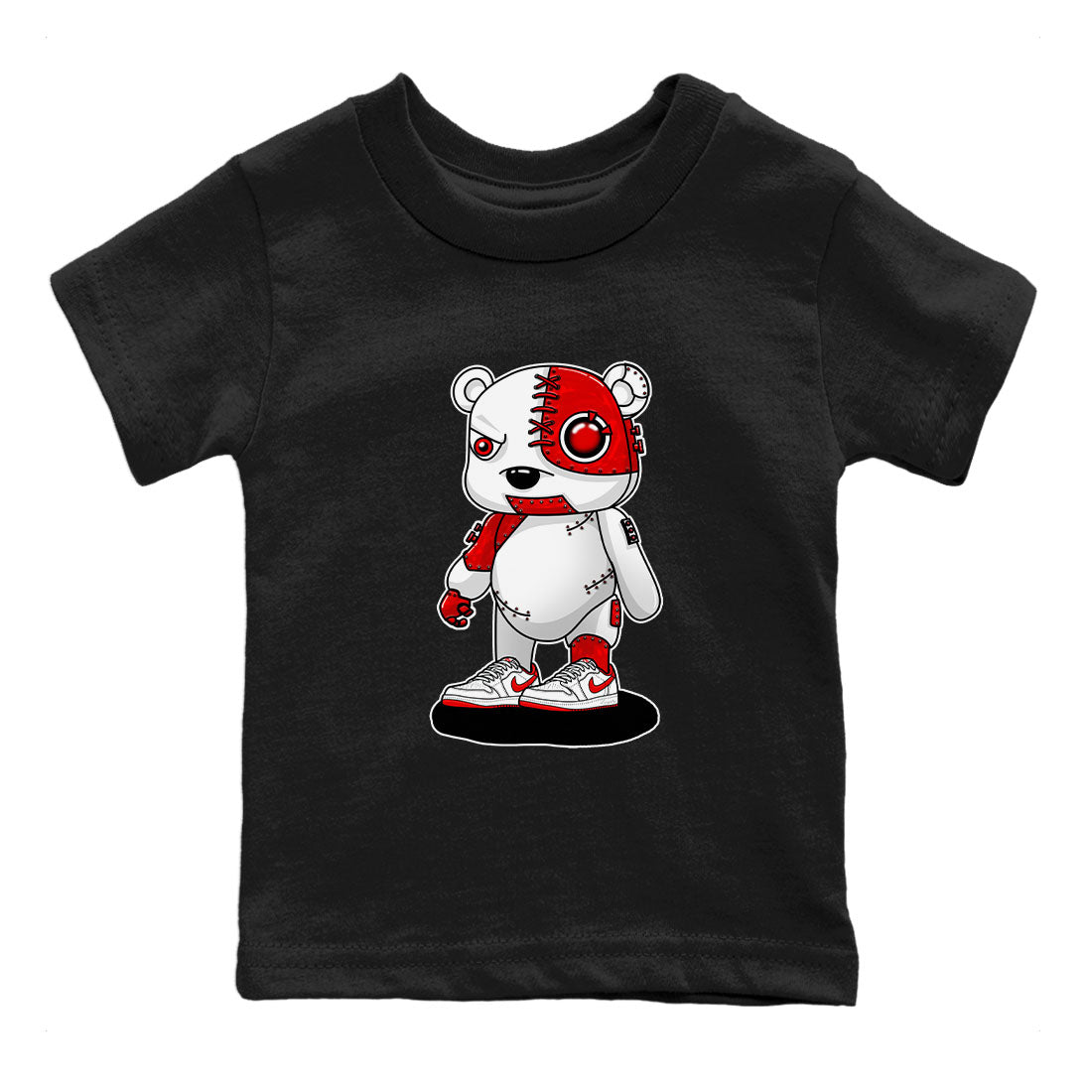 1s Low University Red shirt to match jordans Cyborg Bear sneaker tees Air Jordan 1 University Red Drip Gear Zone Sneaker Matching Clothing Brand Baby Toddler Black 2 T-Shirt