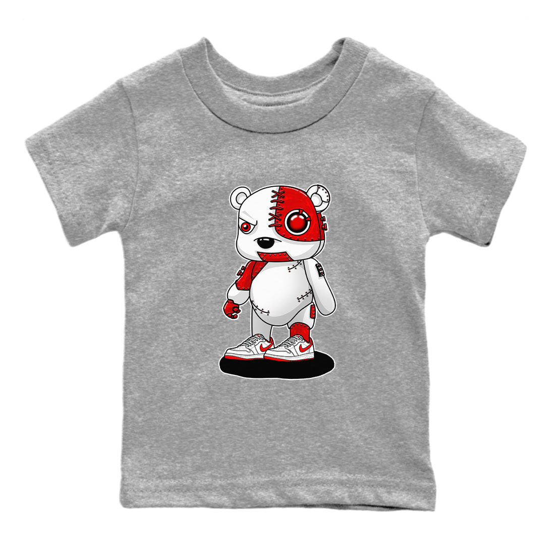 1s Low University Red shirt to match jordans Cyborg Bear sneaker tees Air Jordan 1 University Red Drip Gear Zone Sneaker Matching Clothing Brand Baby Toddler Heather Grey 2 T-Shirt