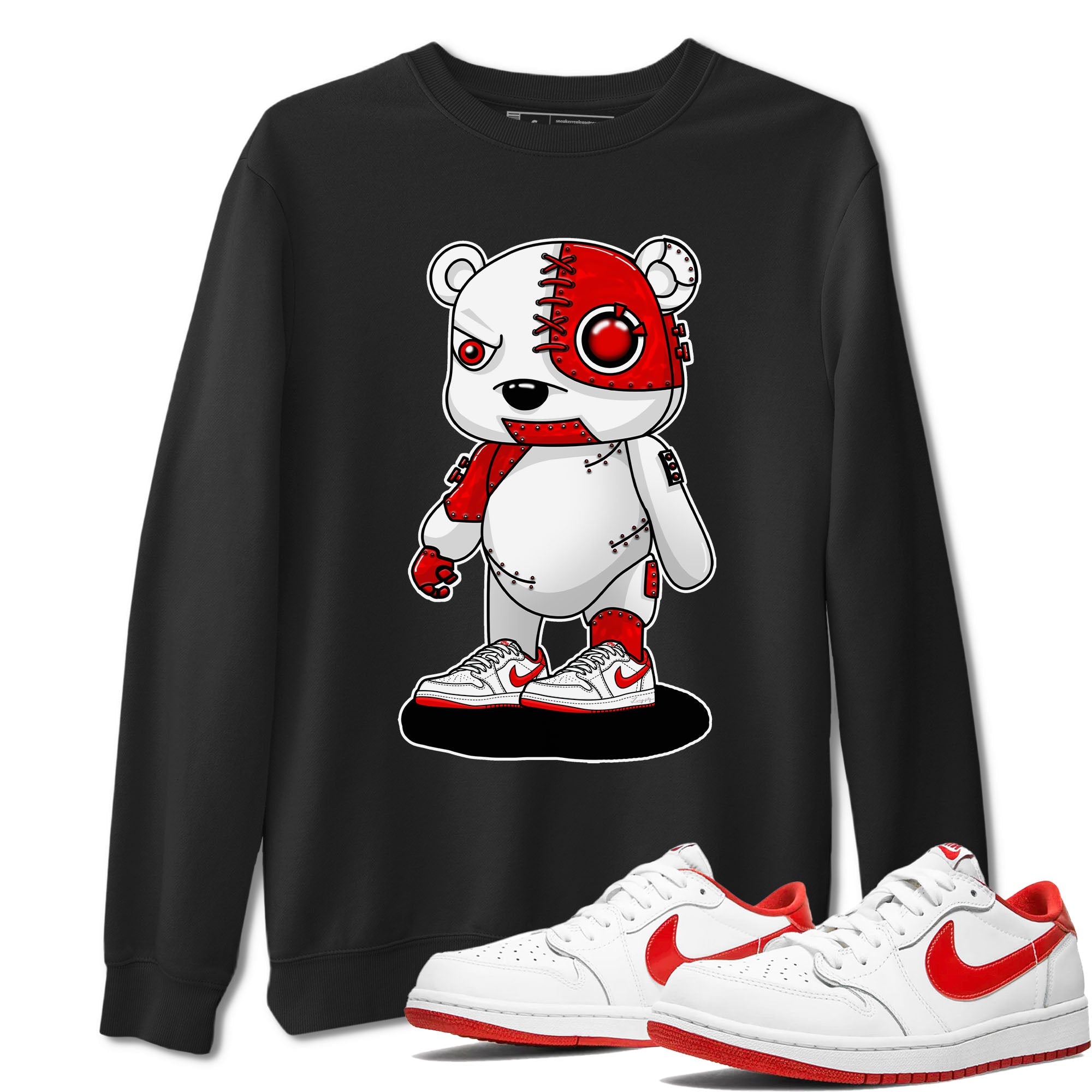 1s Low University Red shirt to match jordans Cyborg Bear sneaker tees Air Jordan 1 University Red Drip Gear Zone Sneaker Matching Clothing Brand Unisex Sneaker Tee Black 1 T-Shirt