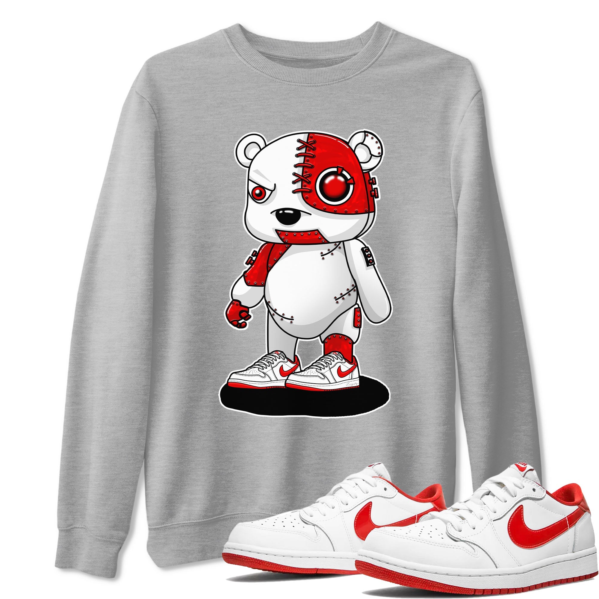 1s Low University Red shirt to match jordans Cyborg Bear sneaker tees Air Jordan 1 University Red Drip Gear Zone Sneaker Matching Clothing Brand Unisex Sneaker Tee Heather Grey 1 T-Shirt
