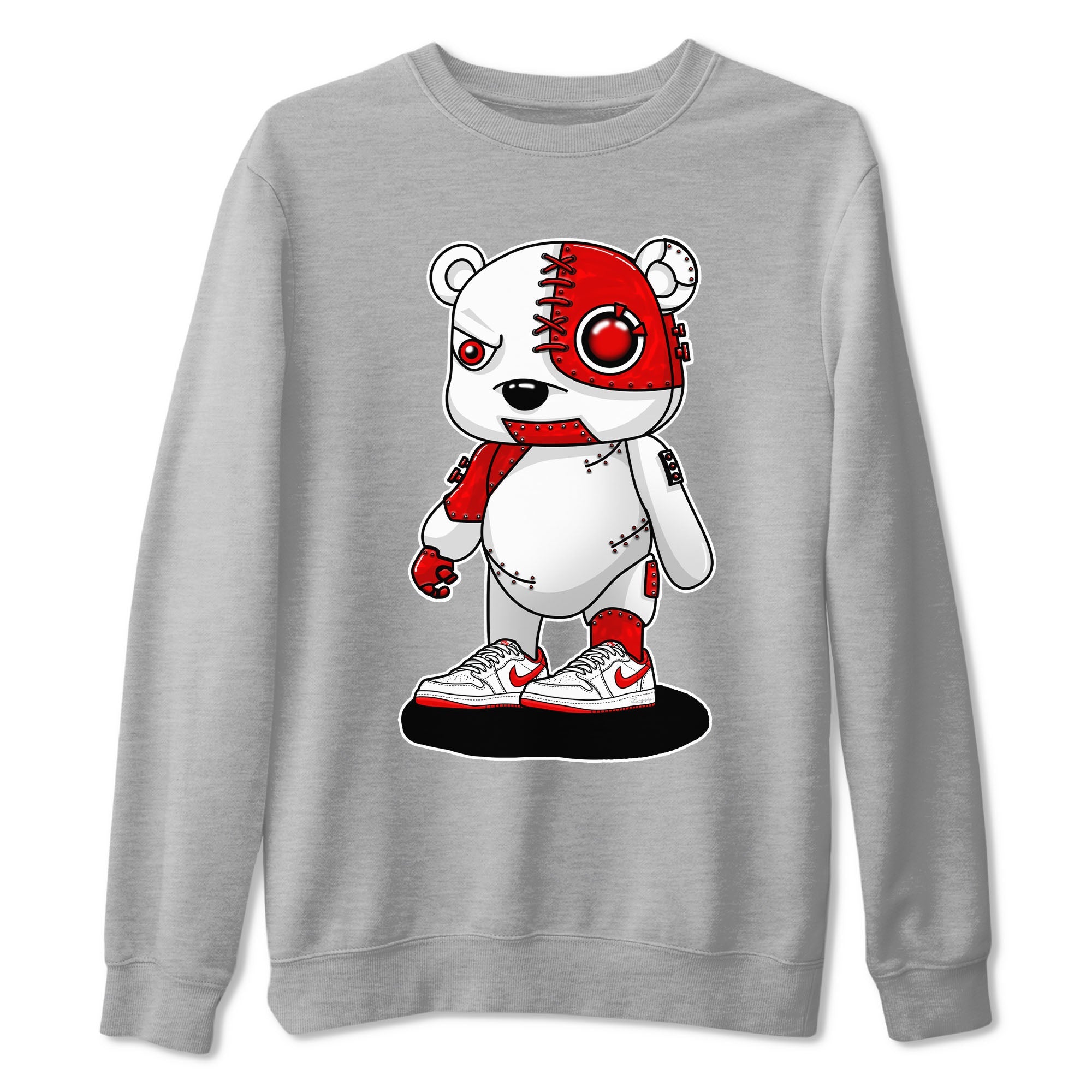 1s Low University Red shirt to match jordans Cyborg Bear sneaker tees Air Jordan 1 University Red Drip Gear Zone Sneaker Matching Clothing Brand Unisex Sneaker Tee Heather Grey 2 T-Shirt
