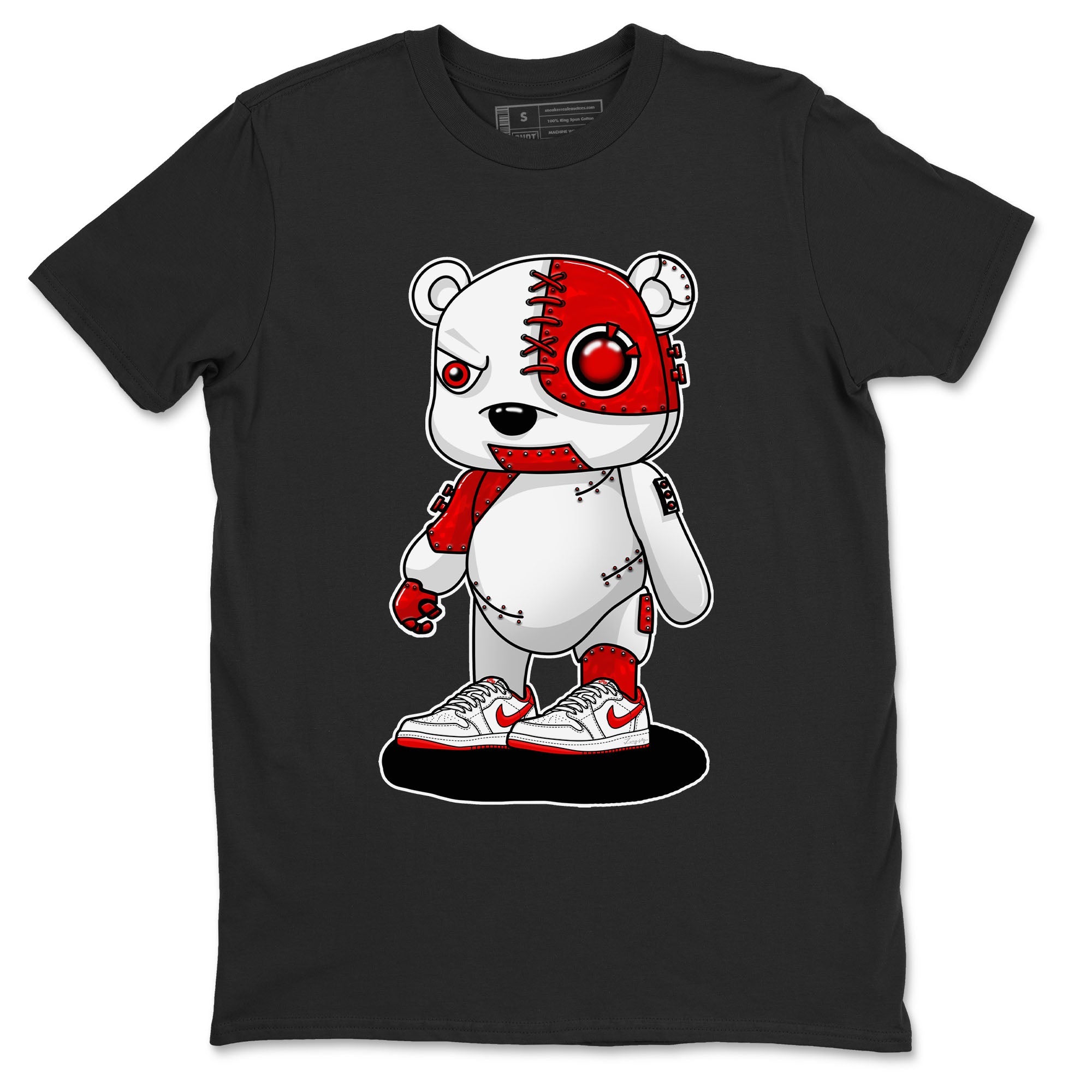 1s Low University Red shirt to match jordans Cyborg Bear sneaker tees Air Jordan 1 University Red Drip Gear Zone Sneaker Matching Clothing Brand Unisex Sneaker Tee Black 2 T-Shirt