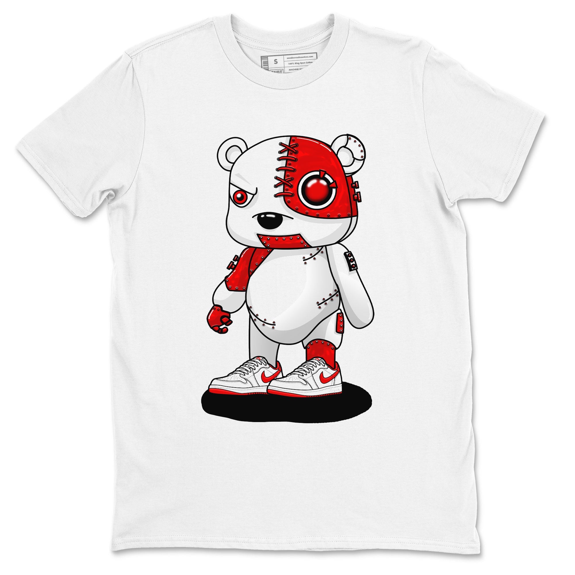 1s Low University Red shirt to match jordans Cyborg Bear sneaker tees Air Jordan 1 University Red Drip Gear Zone Sneaker Matching Clothing Brand Unisex Sneaker Tee White 2 T-Shirt