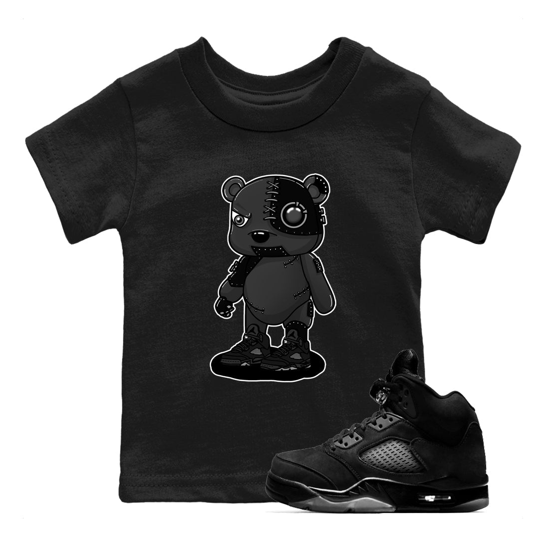 5s Black Cat shirts to match jordans Cyborg Bear sneaker match tees Air Jordan 5 Black Cat match shoes to clothes Drip Gear Zone Youth Baby Black 1 tee