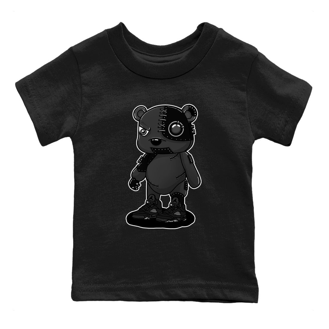 5s Black Cat shirts to match jordans Cyborg Bear sneaker match tees Air Jordan 5 Black Cat match shoes to clothes Drip Gear Zone Youth Baby Black 2 tee