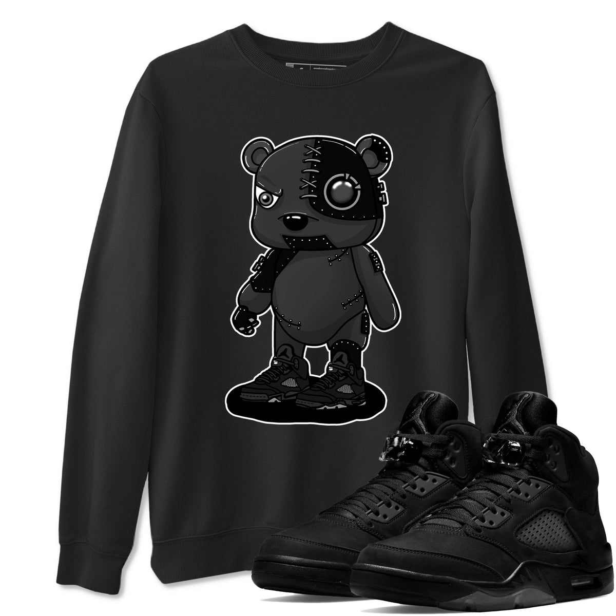 5s Black Cat shirts to match jordans Cyborg Bear sneaker match tees Air Jordan 5 Black Cat match shoes to clothes Drip Gear Zone unisex cotton Black 1 shirts