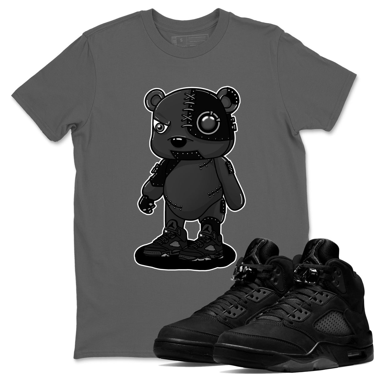 5s Black Cat shirts to match jordans Cyborg Bear sneaker match tees Air Jordan 5 Black Cat match shoes to clothes Drip Gear Zone unisex cotton Cool Grey 1 shirts