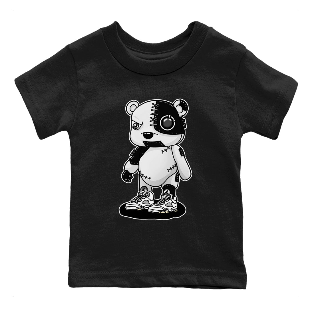 5s White Black shirts to match jordans Cyborg Bear sneaker match tees Air Jordan 5 White Black match shoes to clothes Drip Gear Zone Youth Baby Black 2 tee