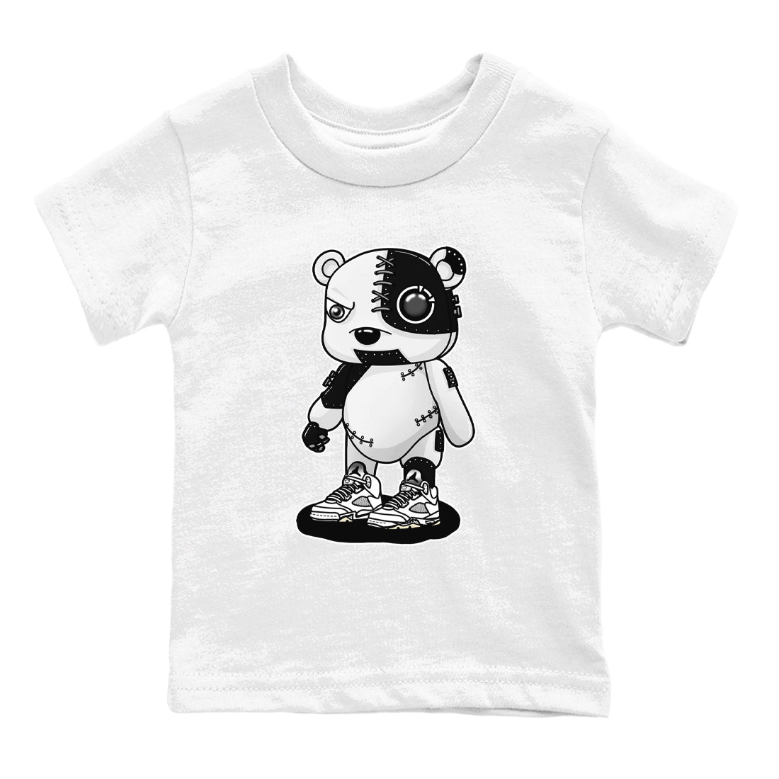 5s White Black shirts to match jordans Cyborg Bear sneaker match tees Air Jordan 5 White Black match shoes to clothes Drip Gear Zone Youth Baby White 2 tee