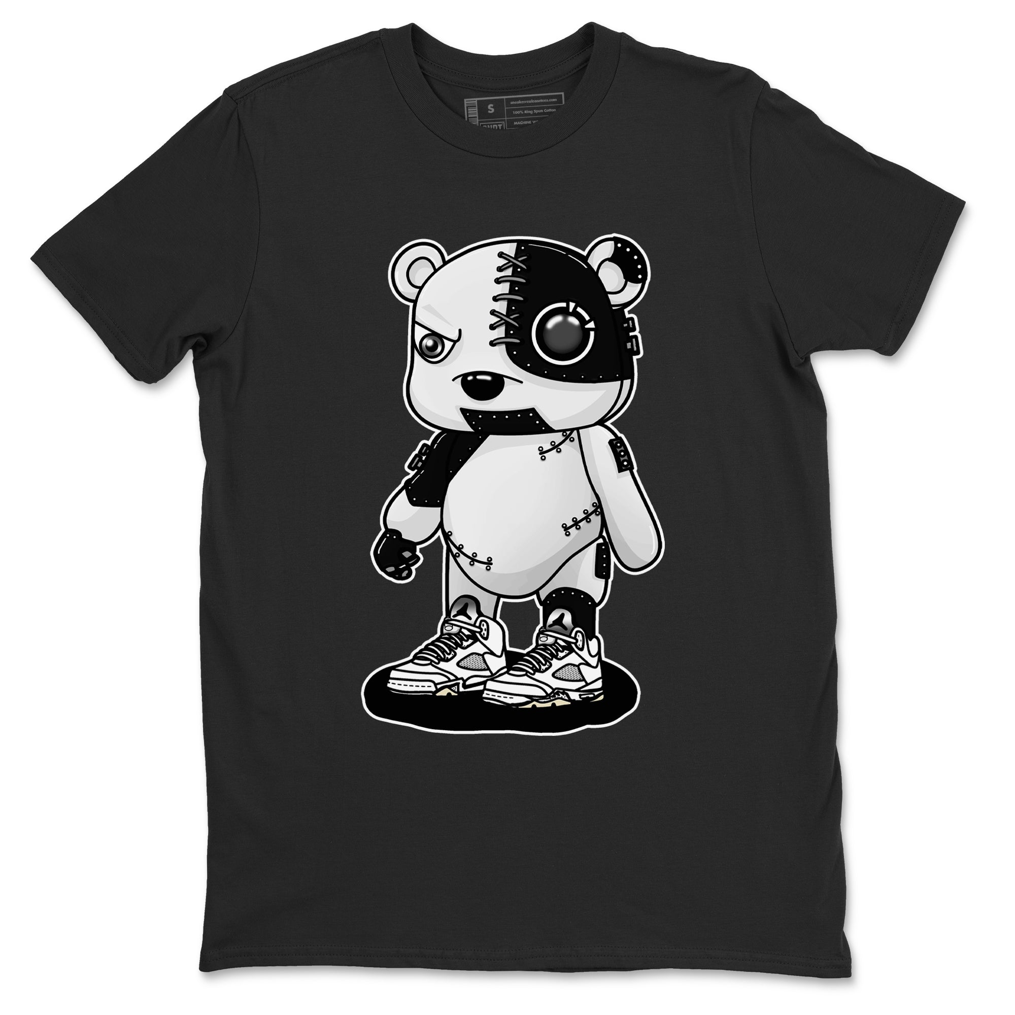 5s White Black shirts to match jordans Cyborg Bear sneaker match tees Air Jordan 5 White Black match shoes to clothes Drip Gear Zone unisex cotton Black 2 shirts