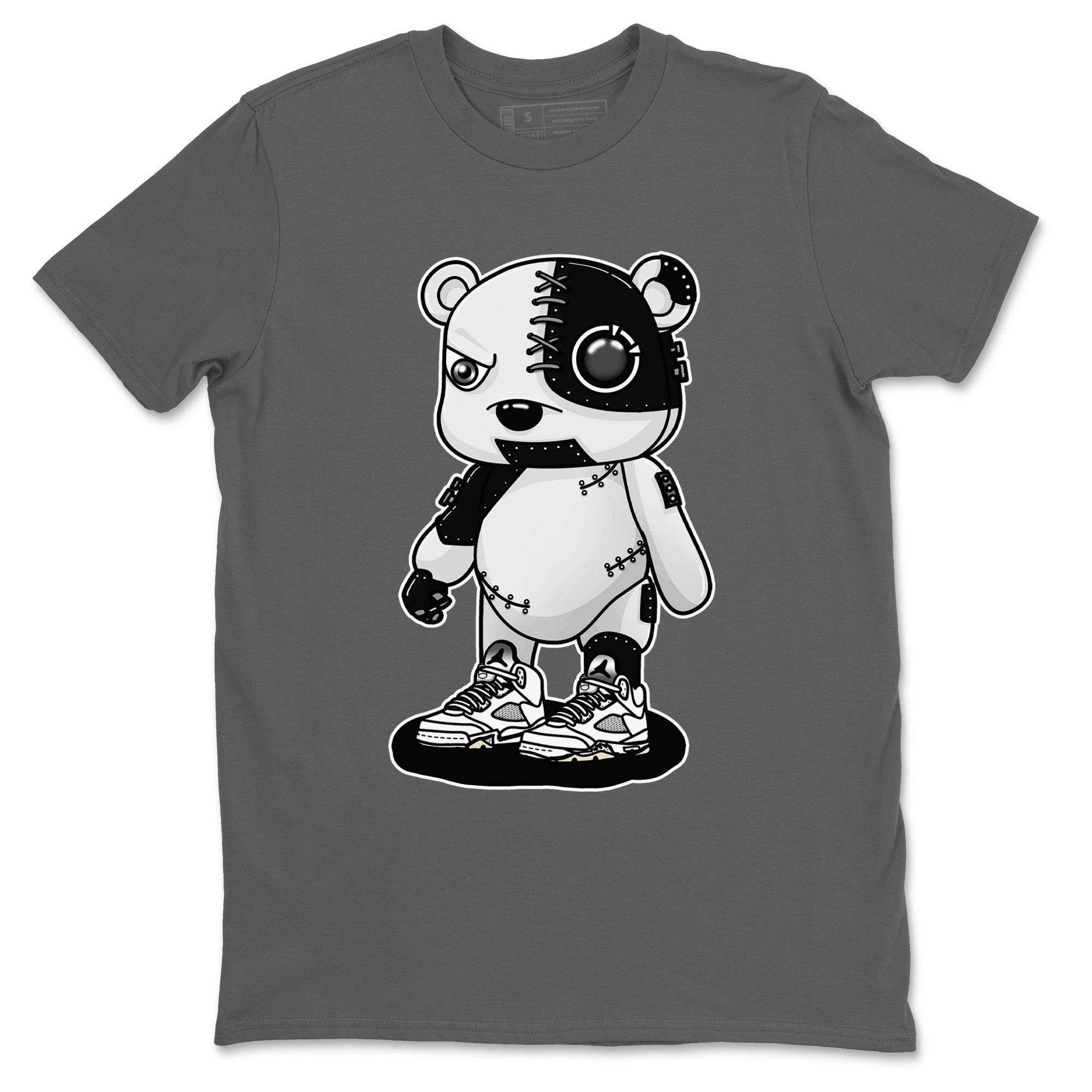 5s White Black shirts to match jordans Cyborg Bear sneaker match tees Air Jordan 5 White Black match shoes to clothes Drip Gear Zone unisex cotton Cool Grey 2 shirts