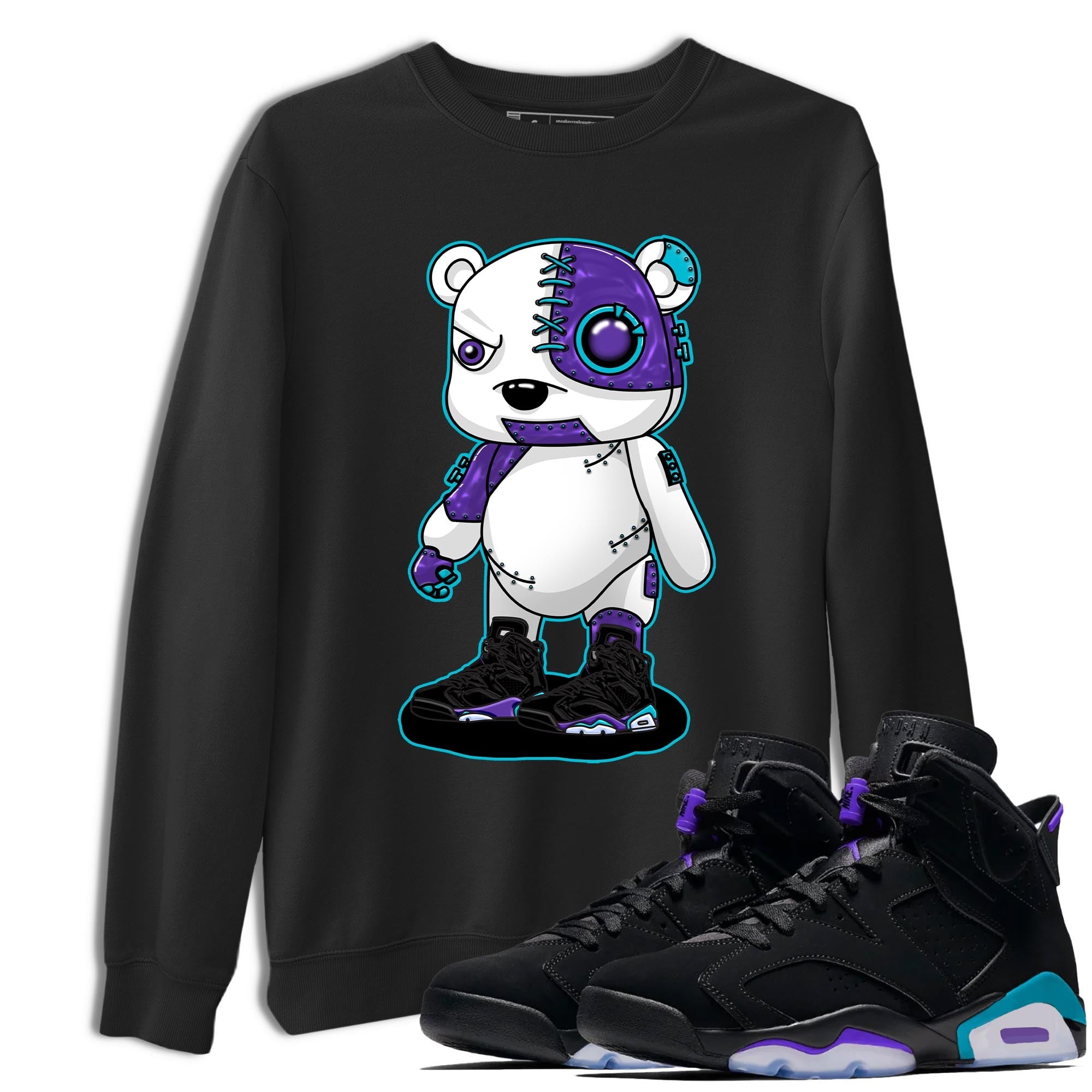 AJ6 Aqua shirt to match jordans Cyborg Bear sneaker release tees Air Jordan 6 Aqua Drip Gear Zone Unisex Streetwear Clothing Black 1 T-Shirt