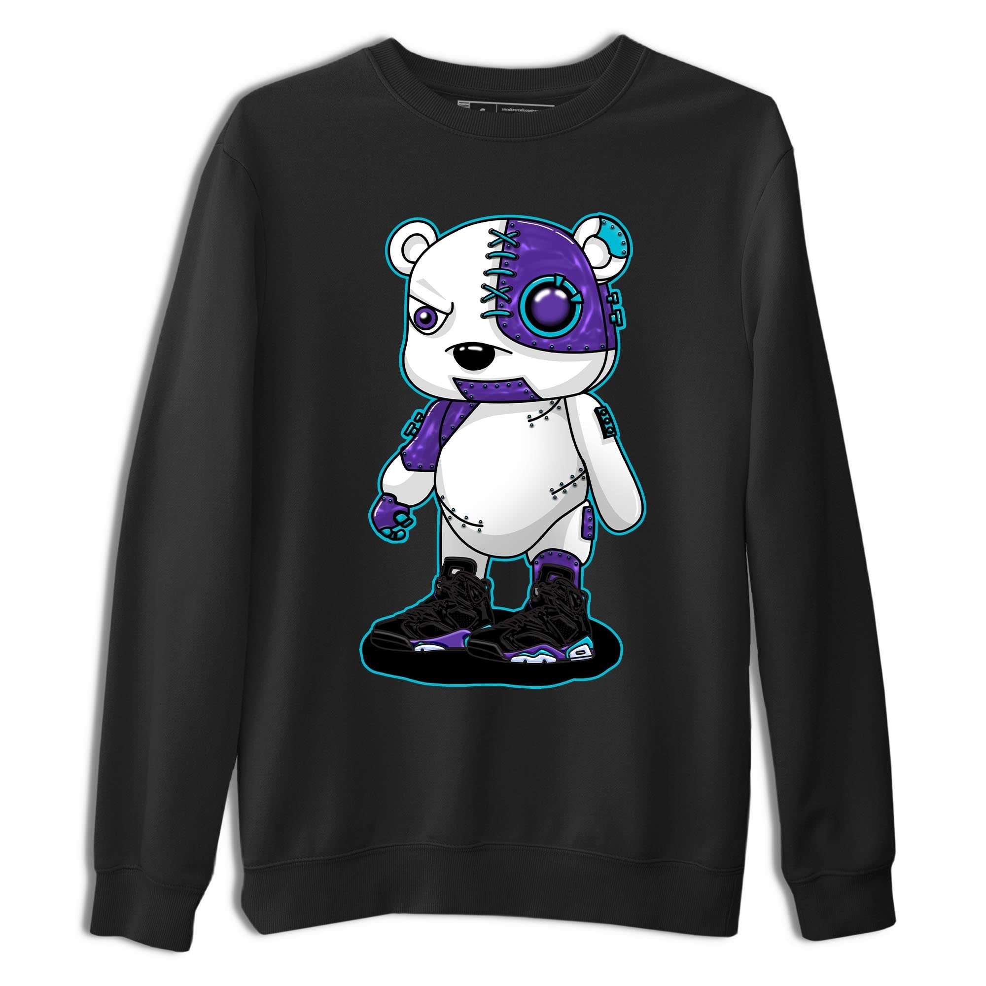 AJ6 Aqua shirt to match jordans Cyborg Bear sneaker release tees Air Jordan 6 Aqua Drip Gear Zone Unisex Streetwear Clothing Black 2 T-Shirt