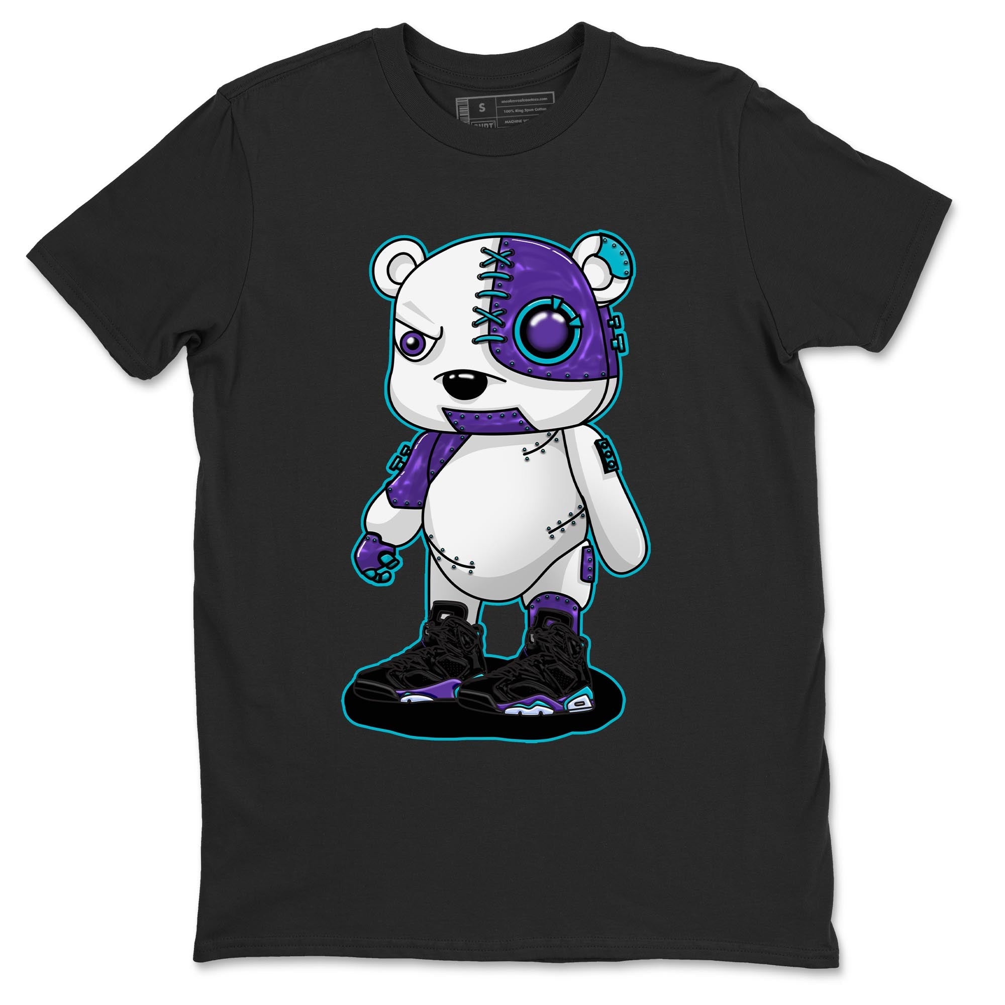 AJ6 Aqua shirt to match jordans Cyborg Bear sneaker release tees Air Jordan 6 Aqua Drip Gear Zone Unisex Streetwear Clothing Black 2 T-Shirt
